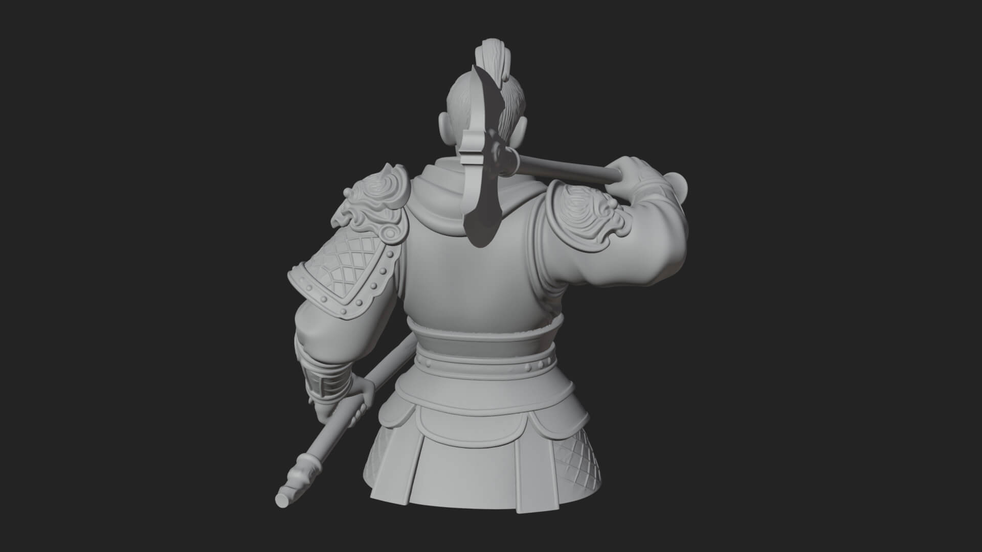 Green Armor Axe Warrior Bust Design 4 3D Print Model 3D Model