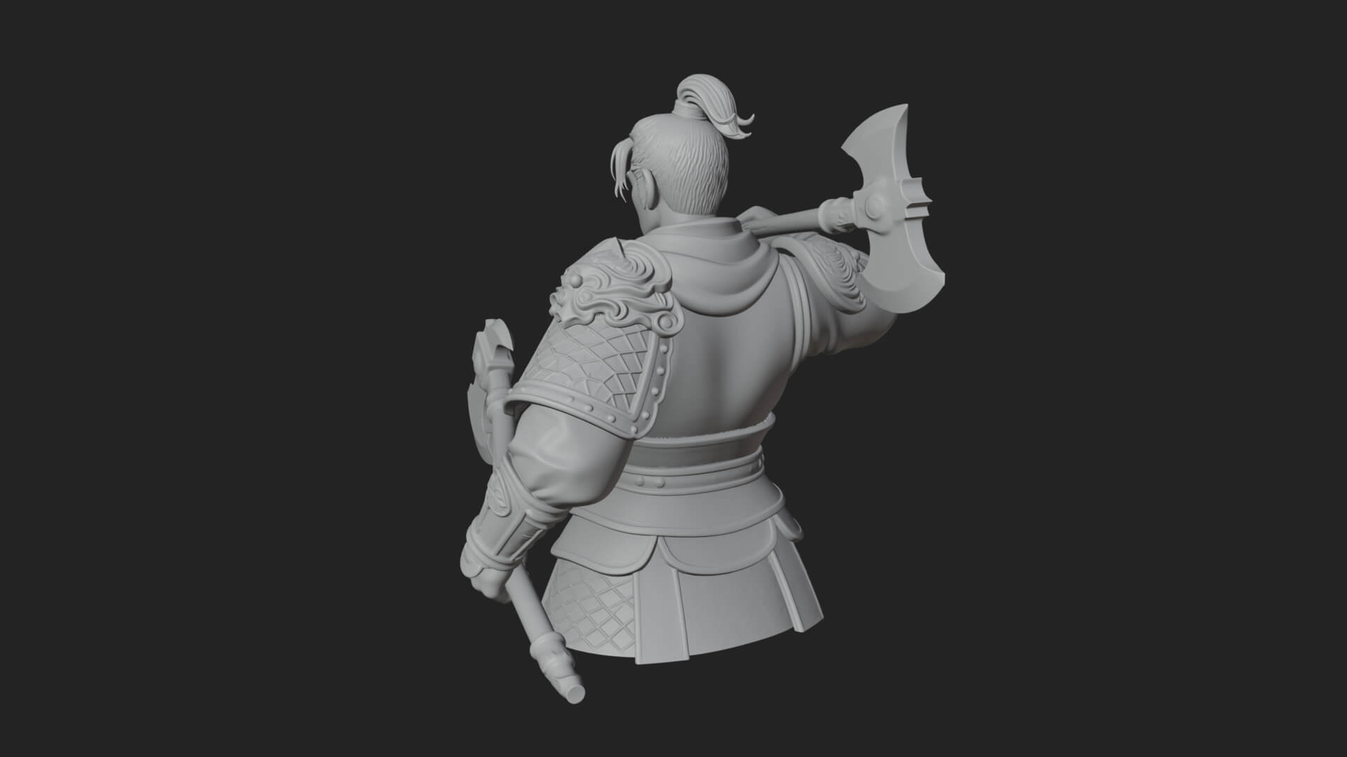 Green Armor Axe Warrior Bust Design 4 3D Print Model 3D Model