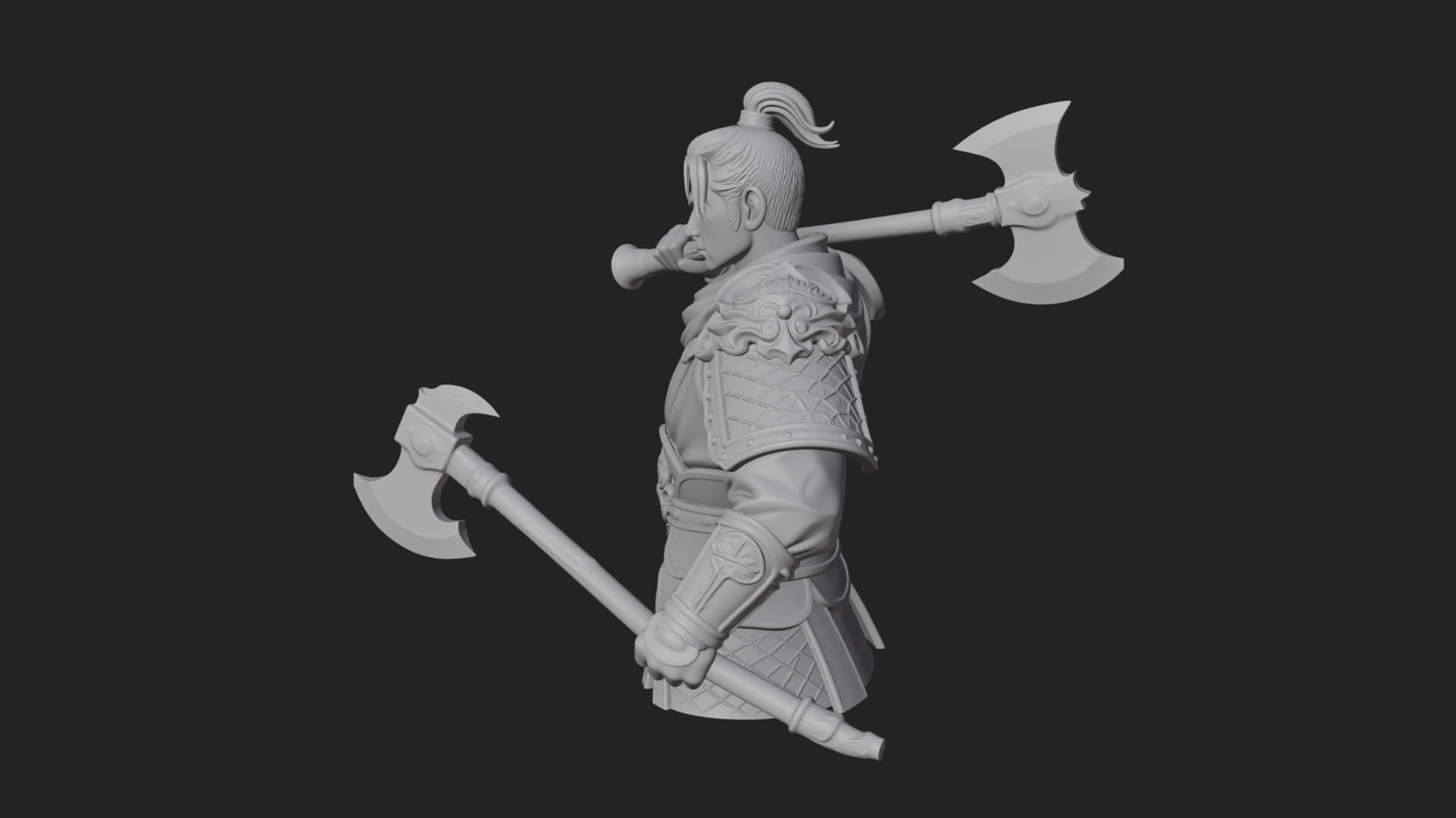 Green Armor Axe Warrior Bust Design 4 3D Print Model 3D Model