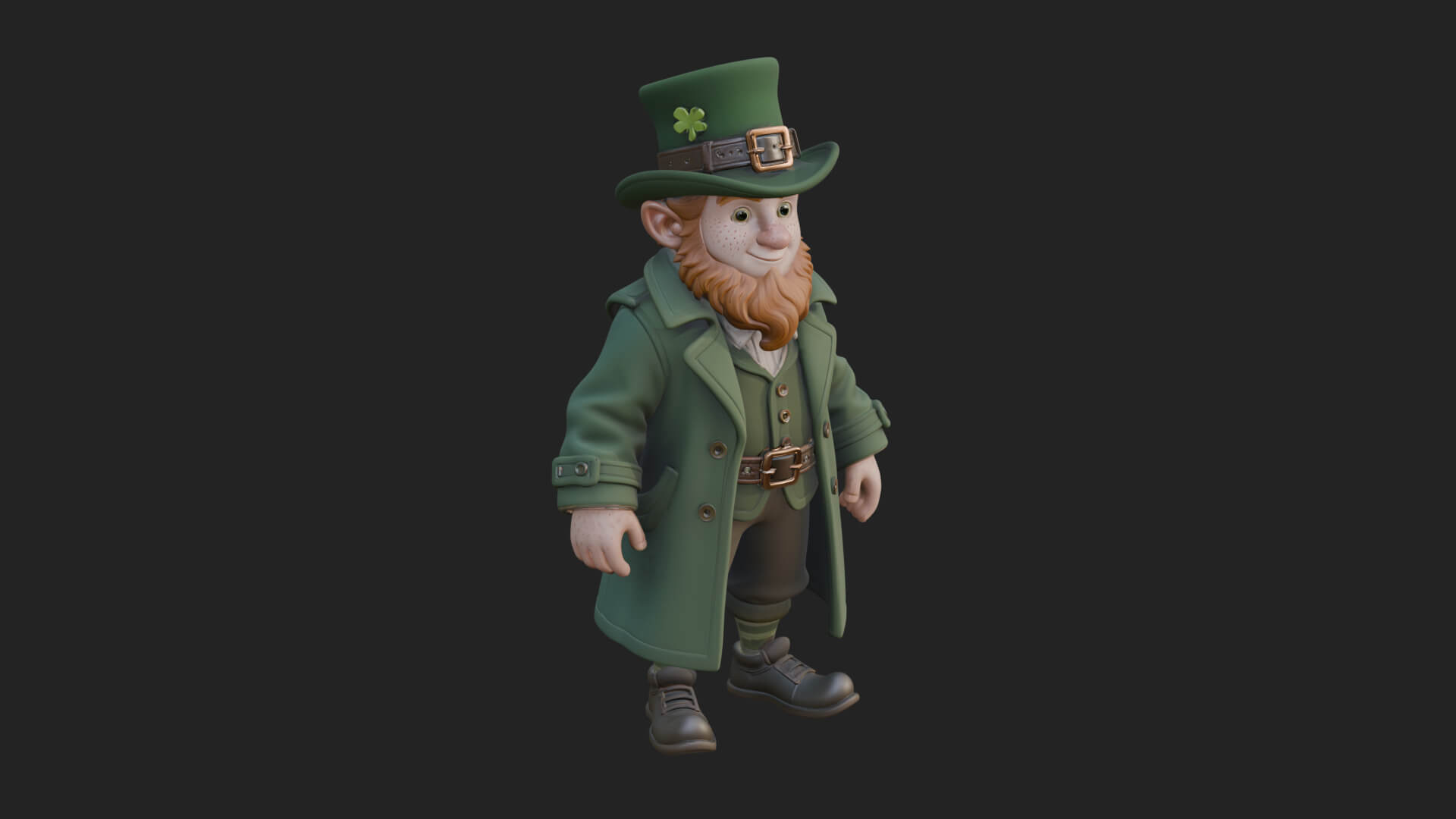 Green Coat Leprechaun Statue Design 1 3D Print Model 3D Model