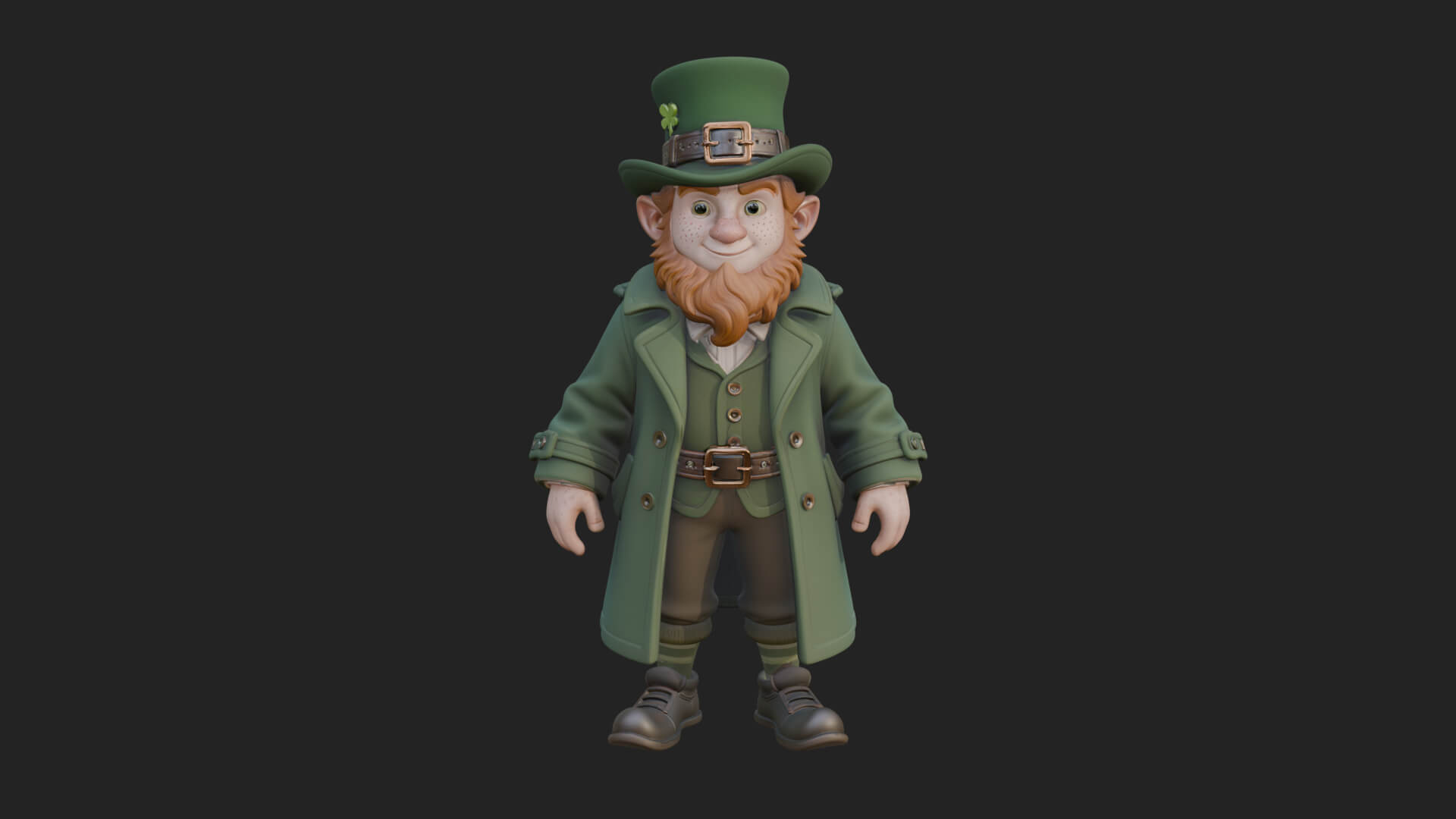 Green Coat Leprechaun Statue Design 1 3D Print Model 3D Model