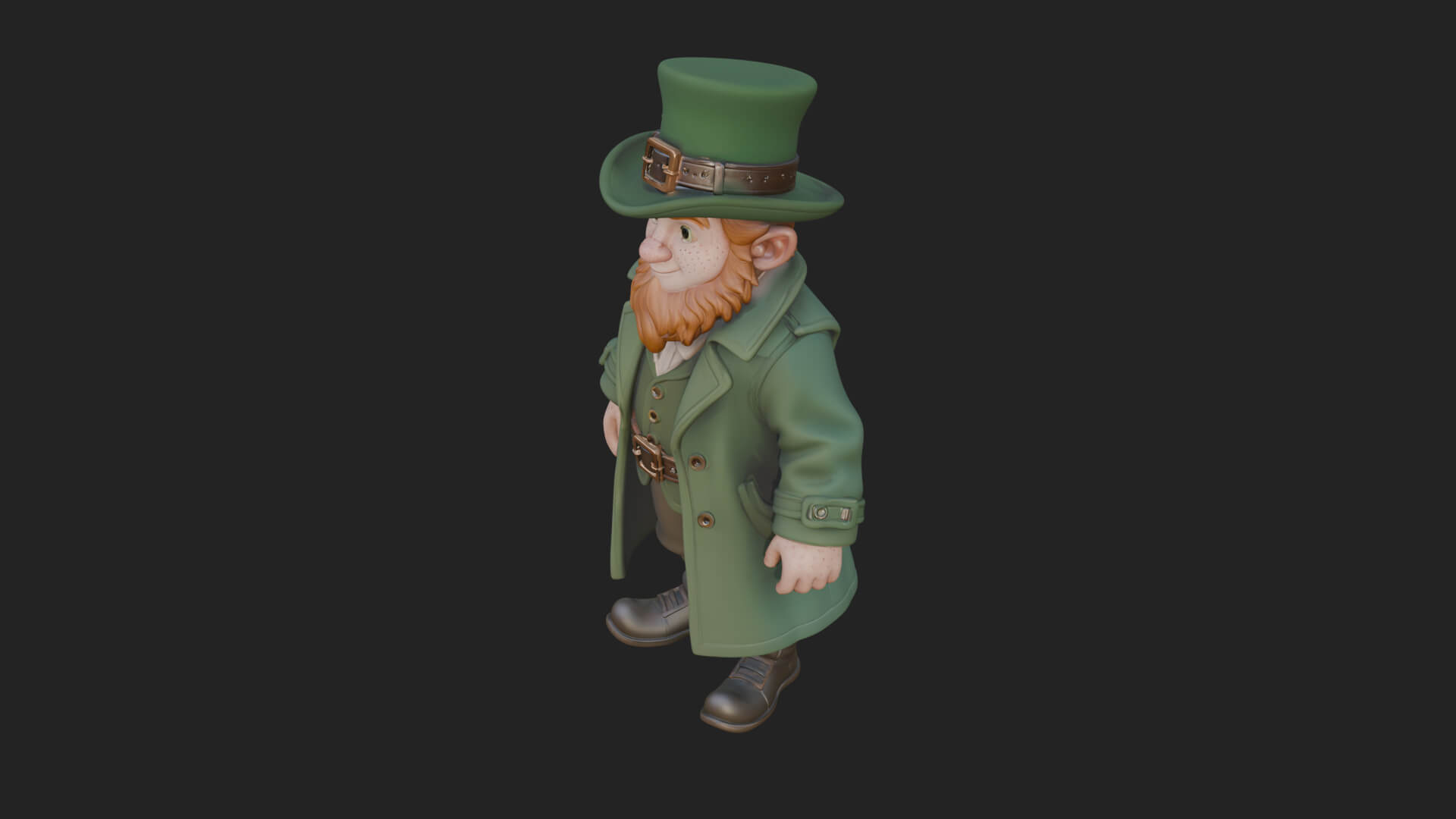 Green Coat Leprechaun Statue Design 1 3D Print Model 3D Model