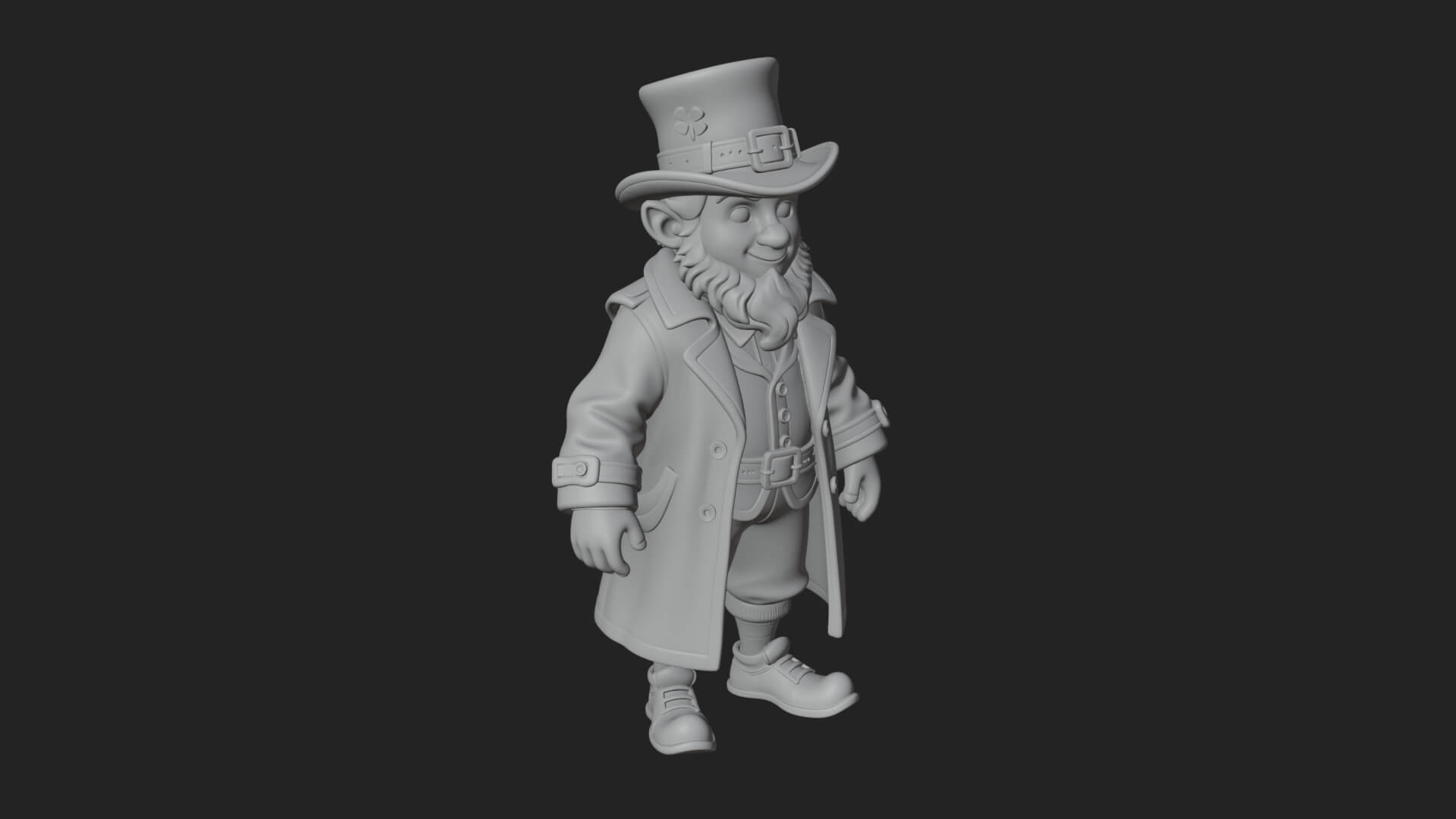 Green Coat Leprechaun Statue Design 1 3D Print Model 3D Model