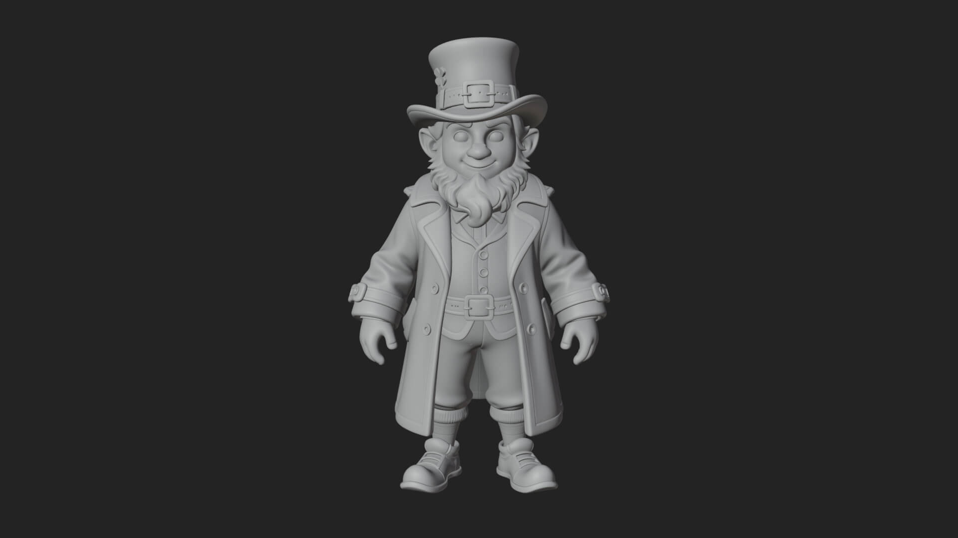 Green Coat Leprechaun Statue Design 1 3D Print Model 3D Model