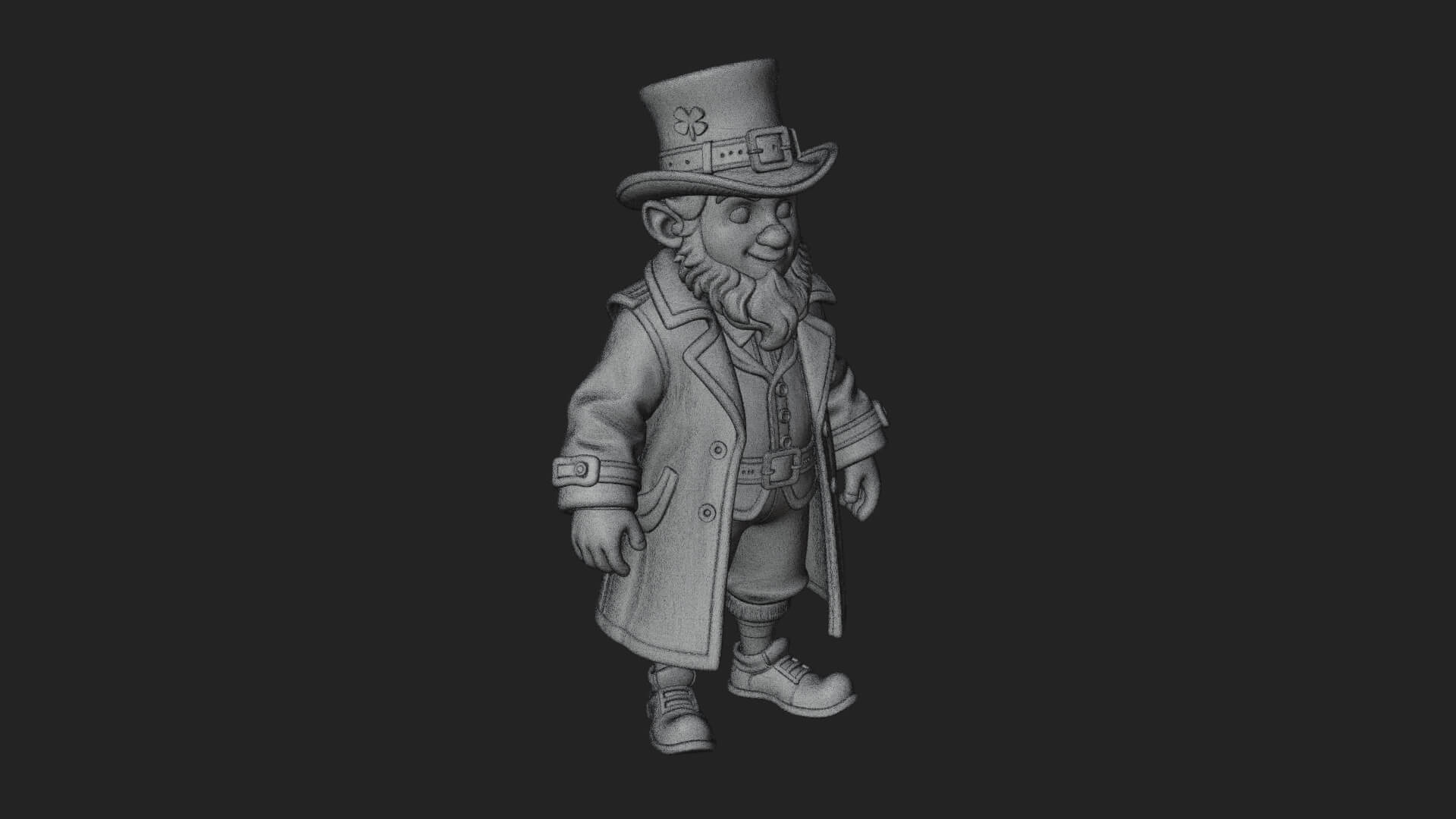 Green Coat Leprechaun Statue Design 1 3D Print Model 3D Model