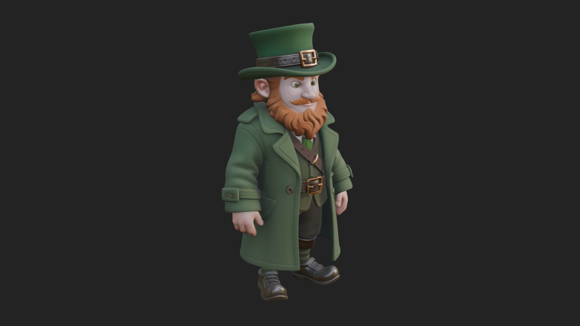 Green Coat Leprechaun Statue Design 2 3D Print Model 3D Model
