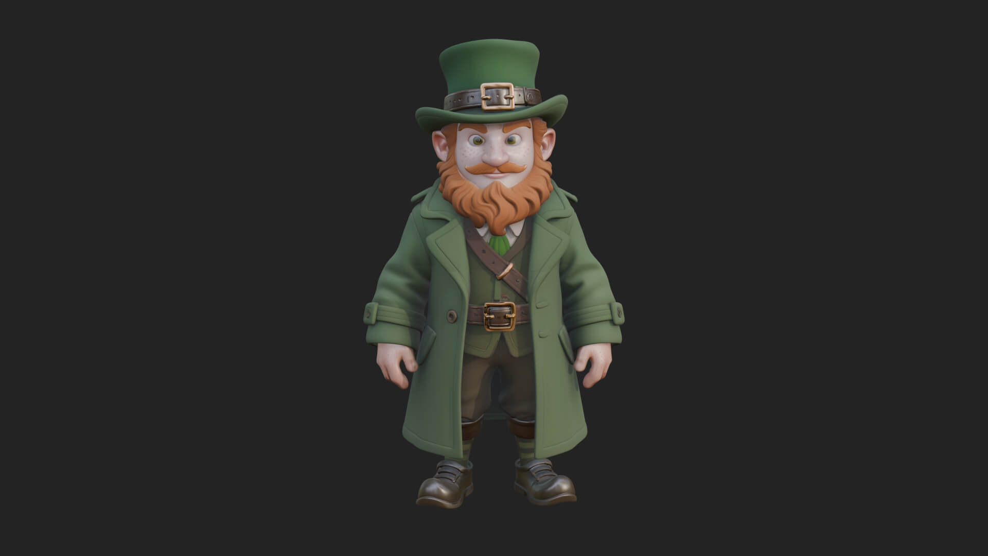 Green Coat Leprechaun Statue Design 2 3D Print Model 3D Model