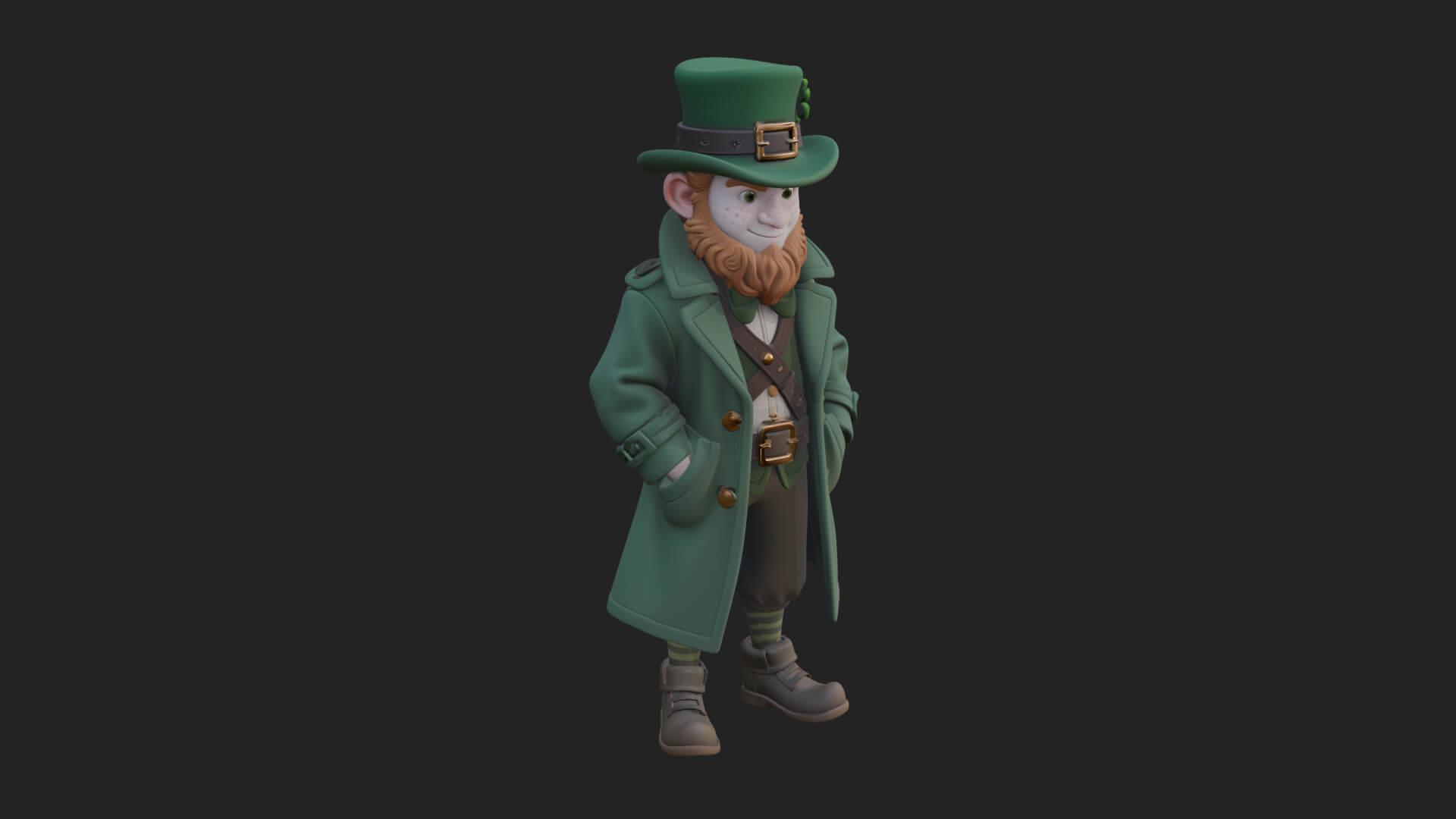 Green Coat Leprechaun Statue Design 3 3D Print Model 3D Model