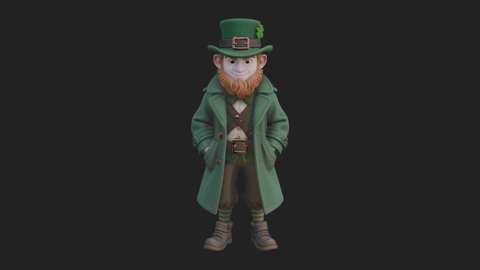 Green Coat Leprechaun Statue Design 3 3D Print Model 3D Model