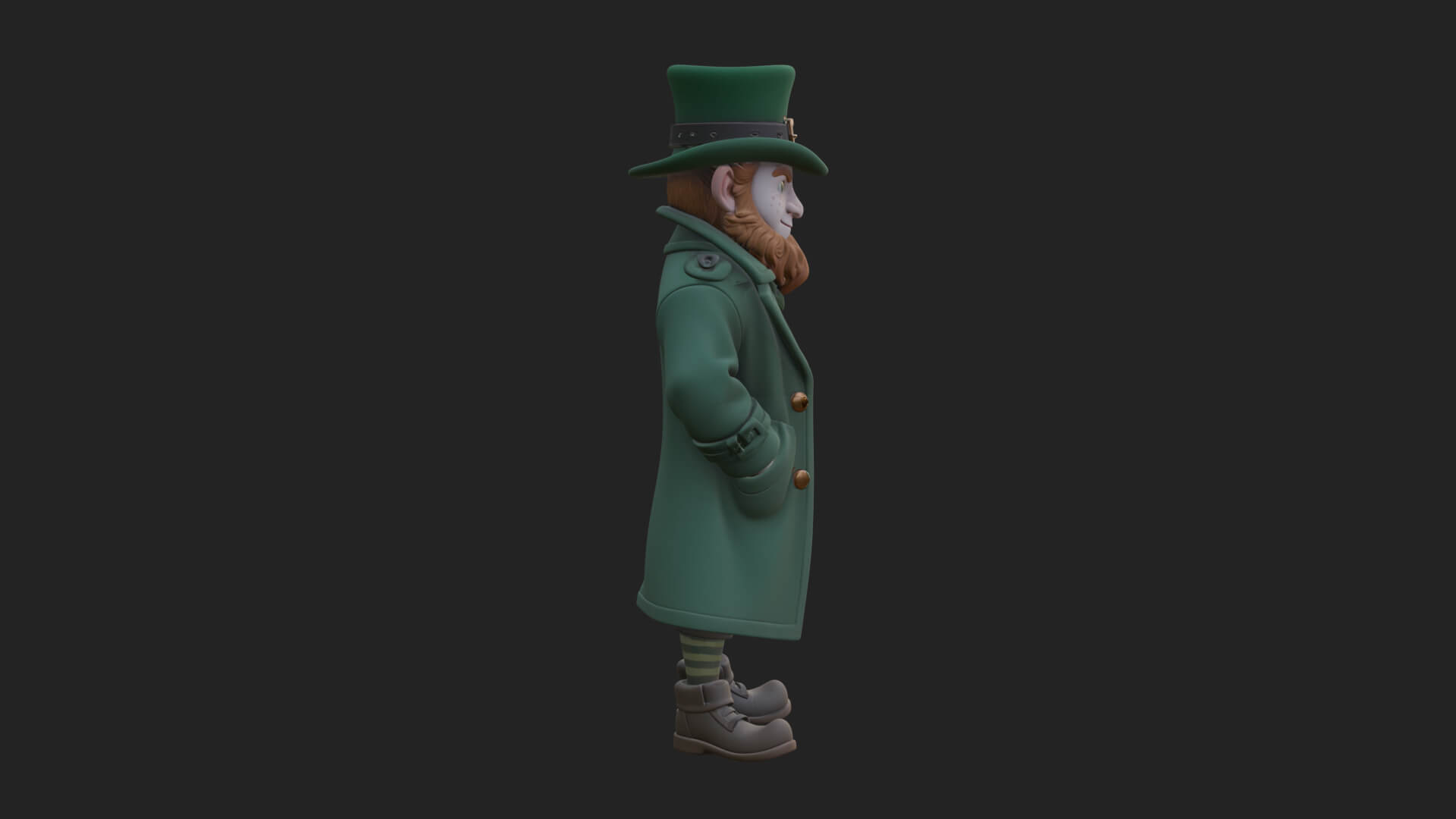 Green Coat Leprechaun Statue Design 3 3D Print Model 3D Model