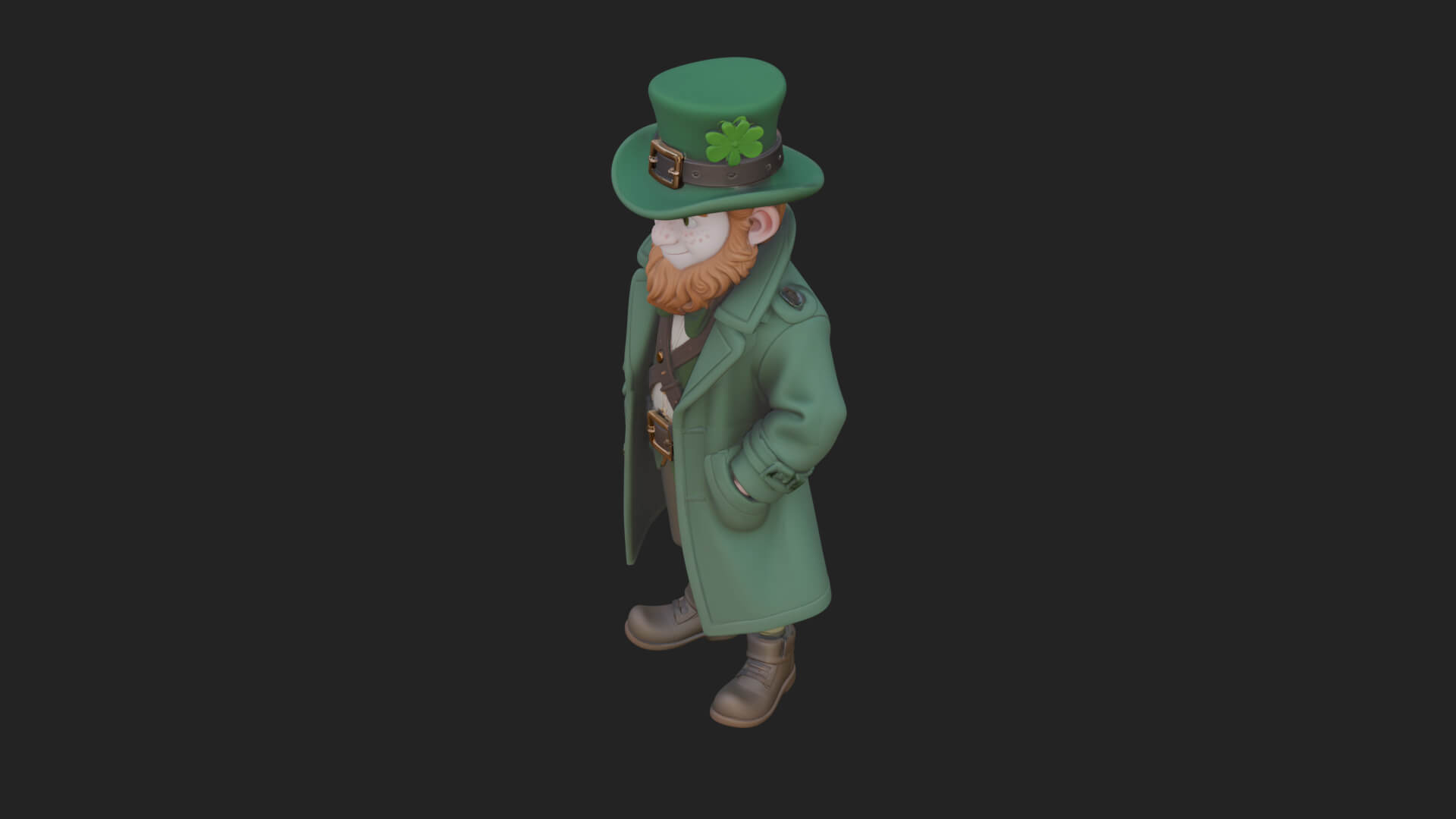Green Coat Leprechaun Statue Design 3 3D Print Model 3D Model