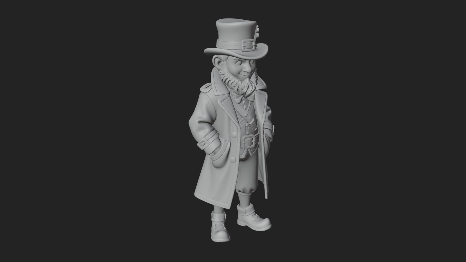 Green Coat Leprechaun Statue Design 3 3D Print Model 3D Model