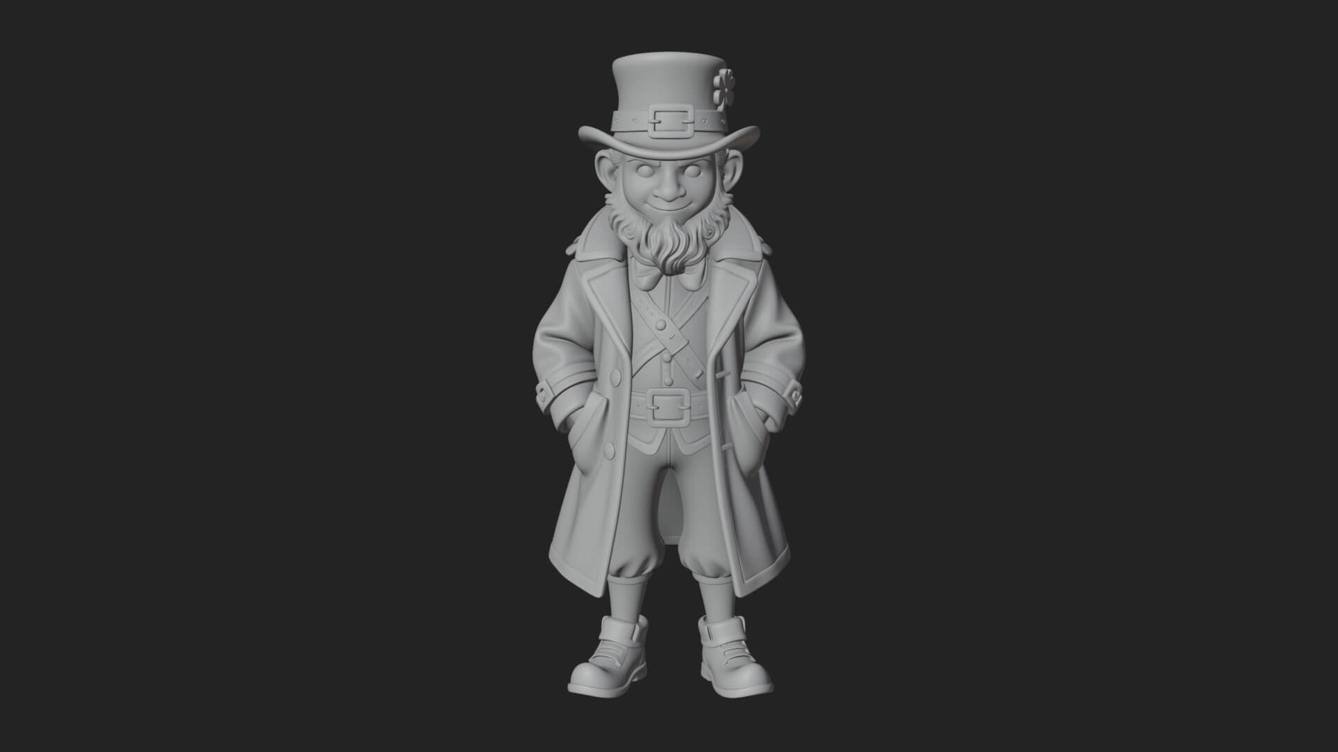 Green Coat Leprechaun Statue Design 3 3D Print Model 3D Model