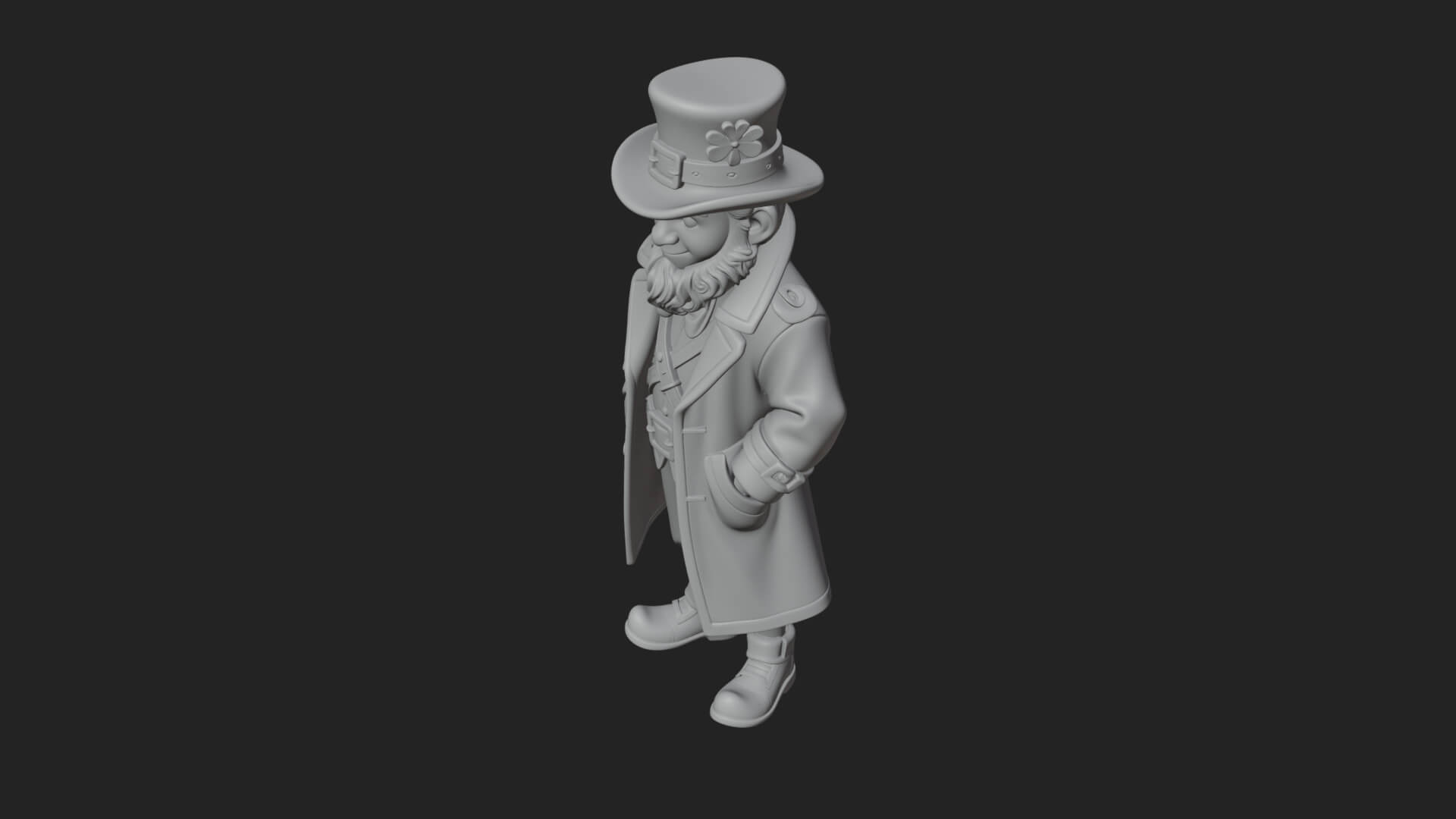 Green Coat Leprechaun Statue Design 3 3D Print Model 3D Model