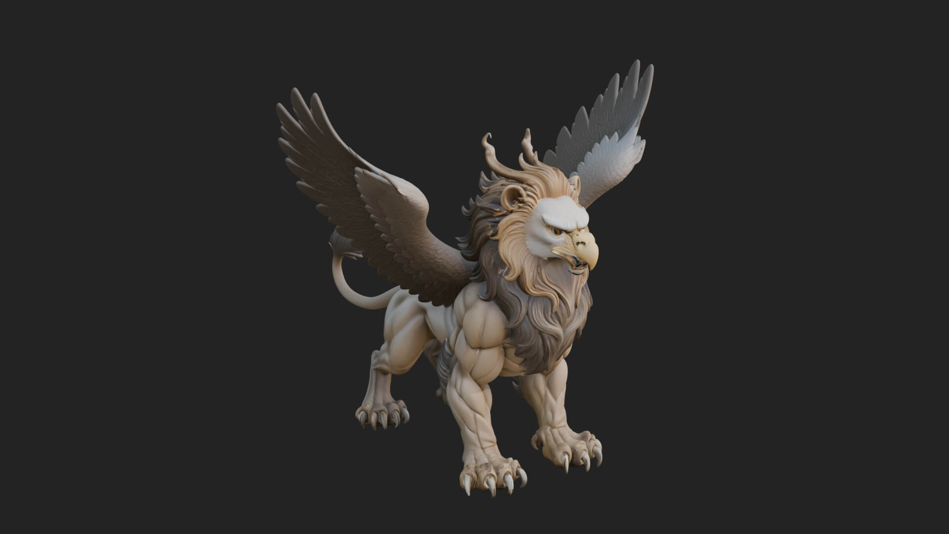 Griffin Winged Beast Statue Design 1 3D Print Model 3D Model