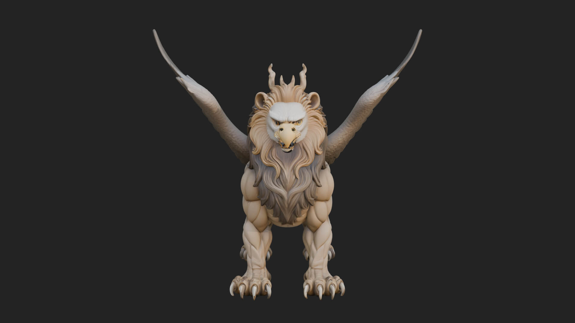 Griffin Winged Beast Statue Design 1 3D Print Model 3D Model