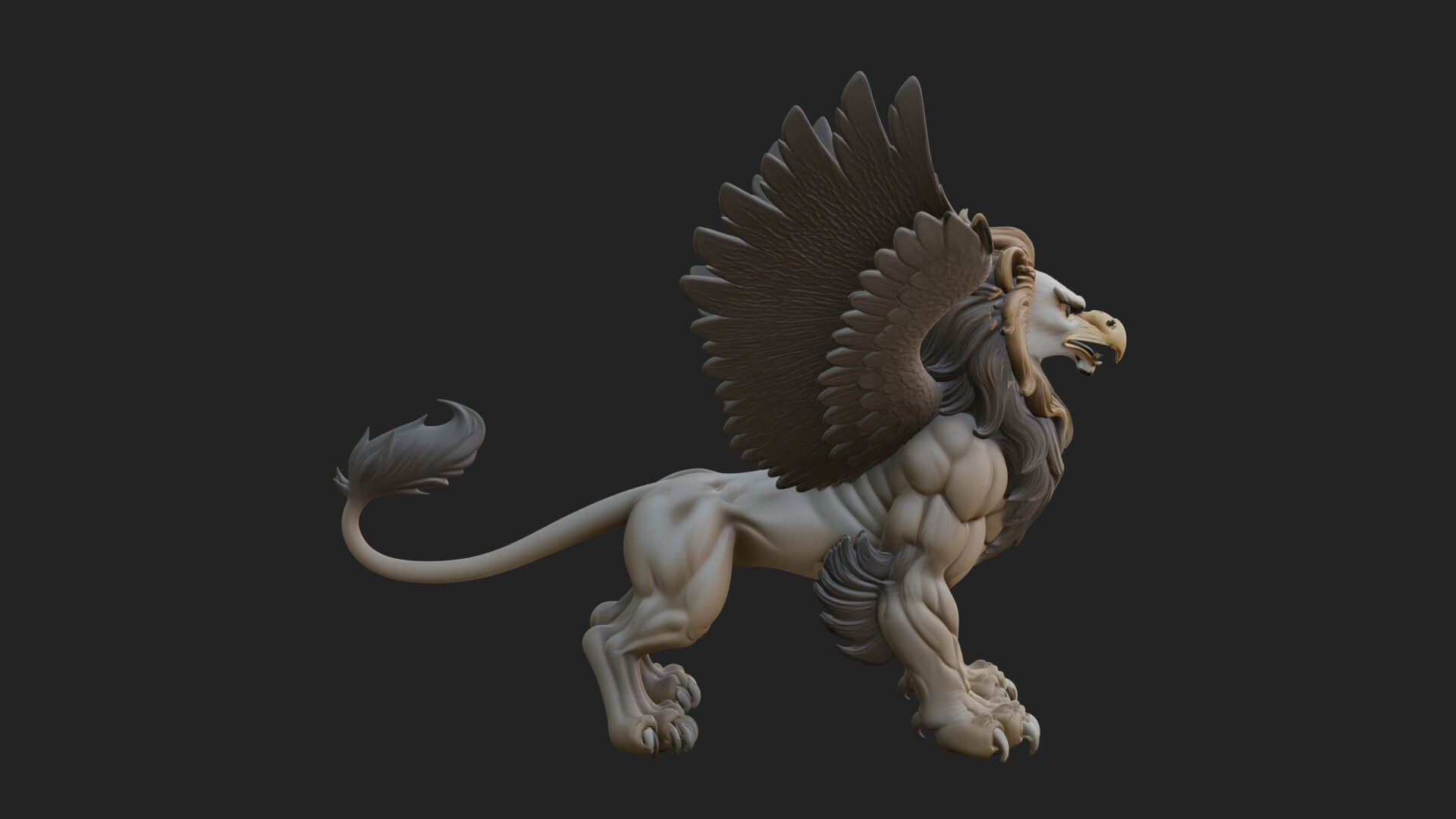 Griffin Winged Beast Statue Design 1 3D Print Model 3D Model