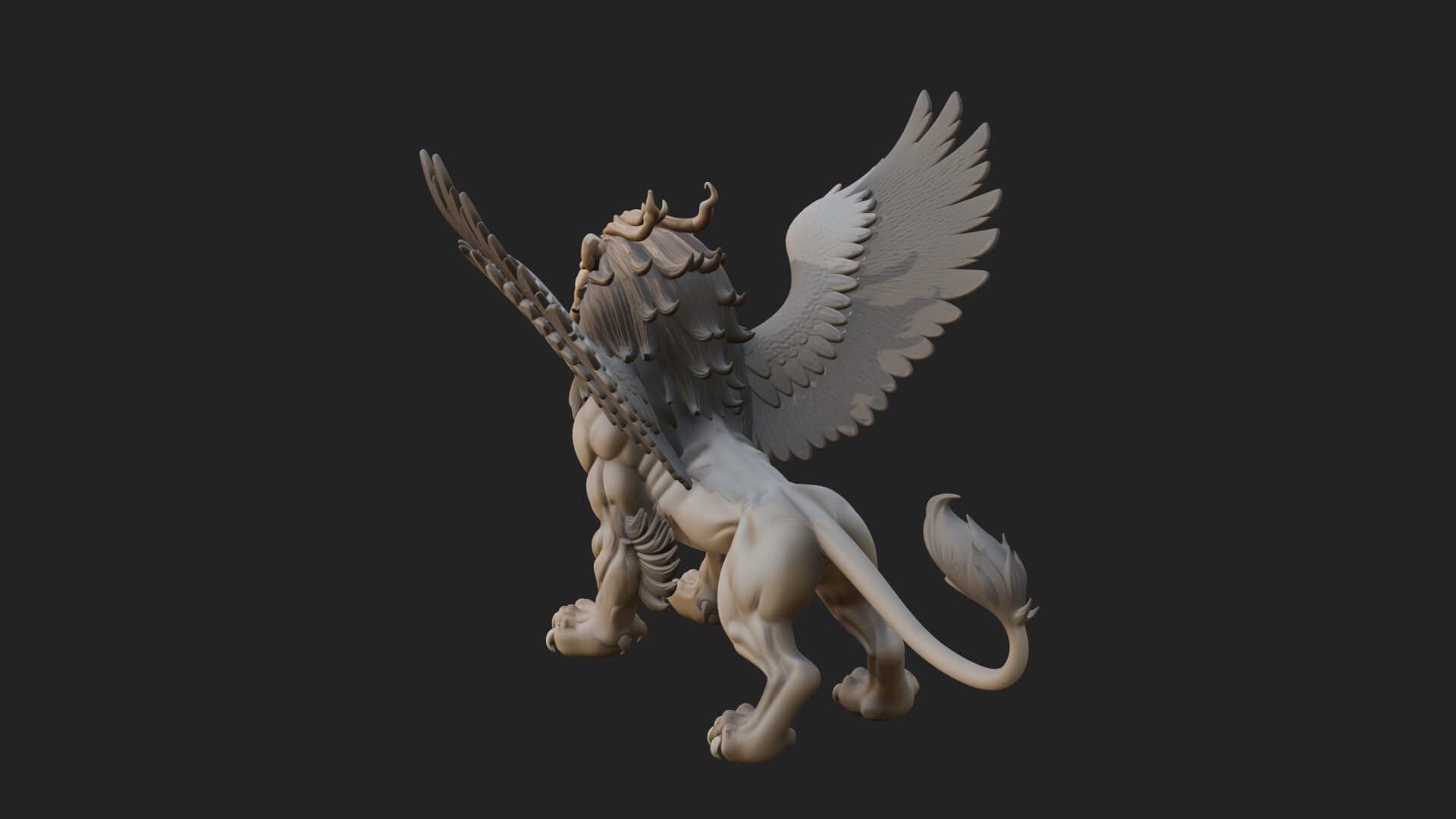 Griffin Winged Beast Statue Design 1 3D Print Model 3D Model