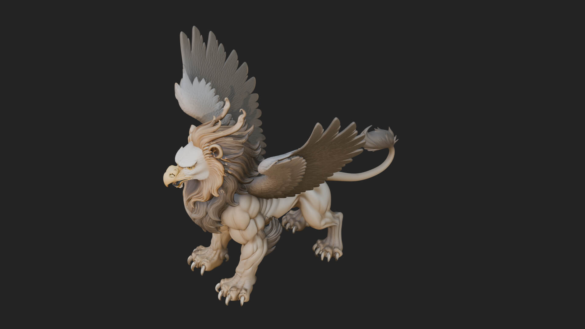 Griffin Winged Beast Statue Design 1 3D Print Model 3D Model