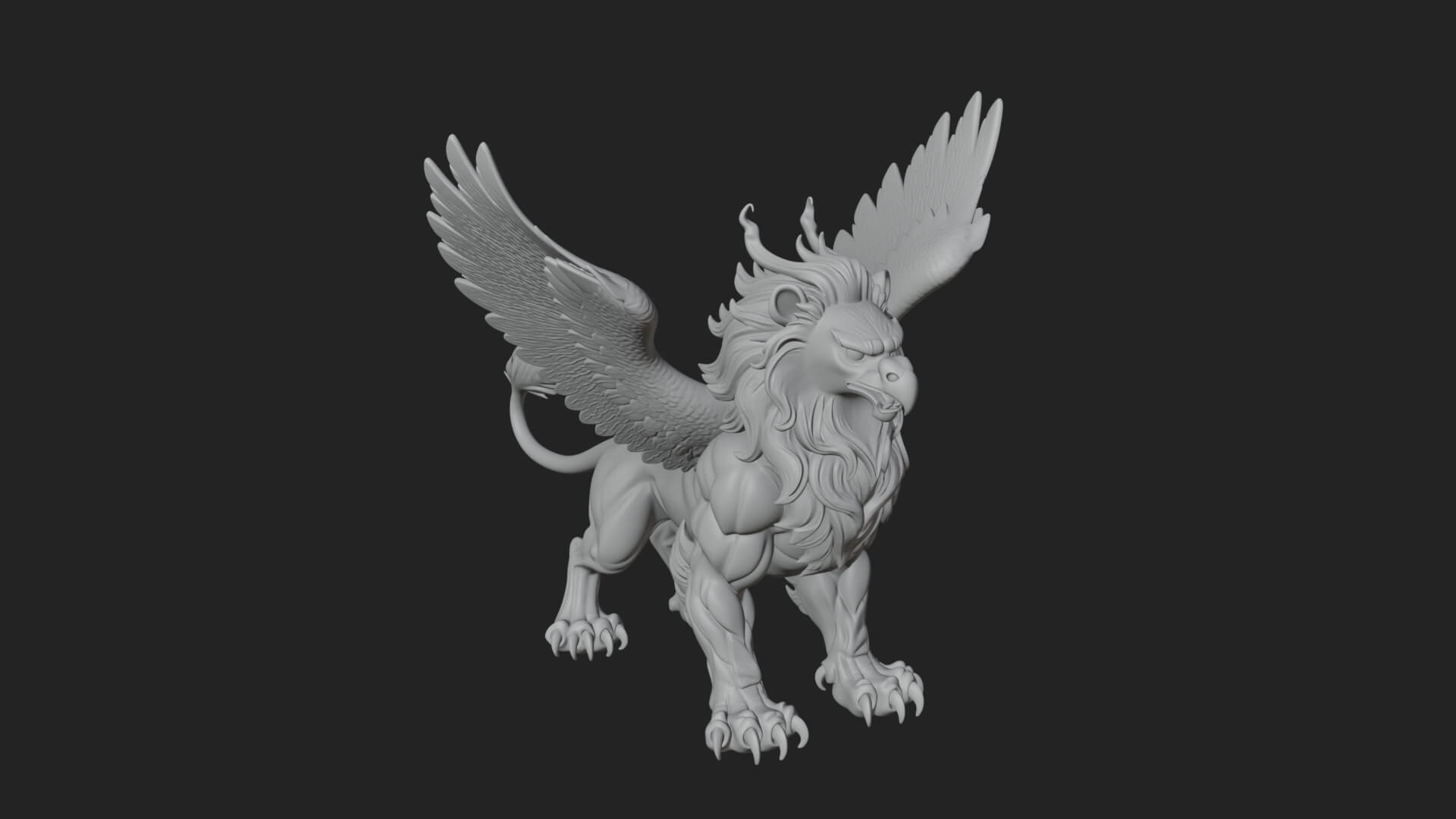 Griffin Winged Beast Statue Design 1 3D Print Model 3D Model