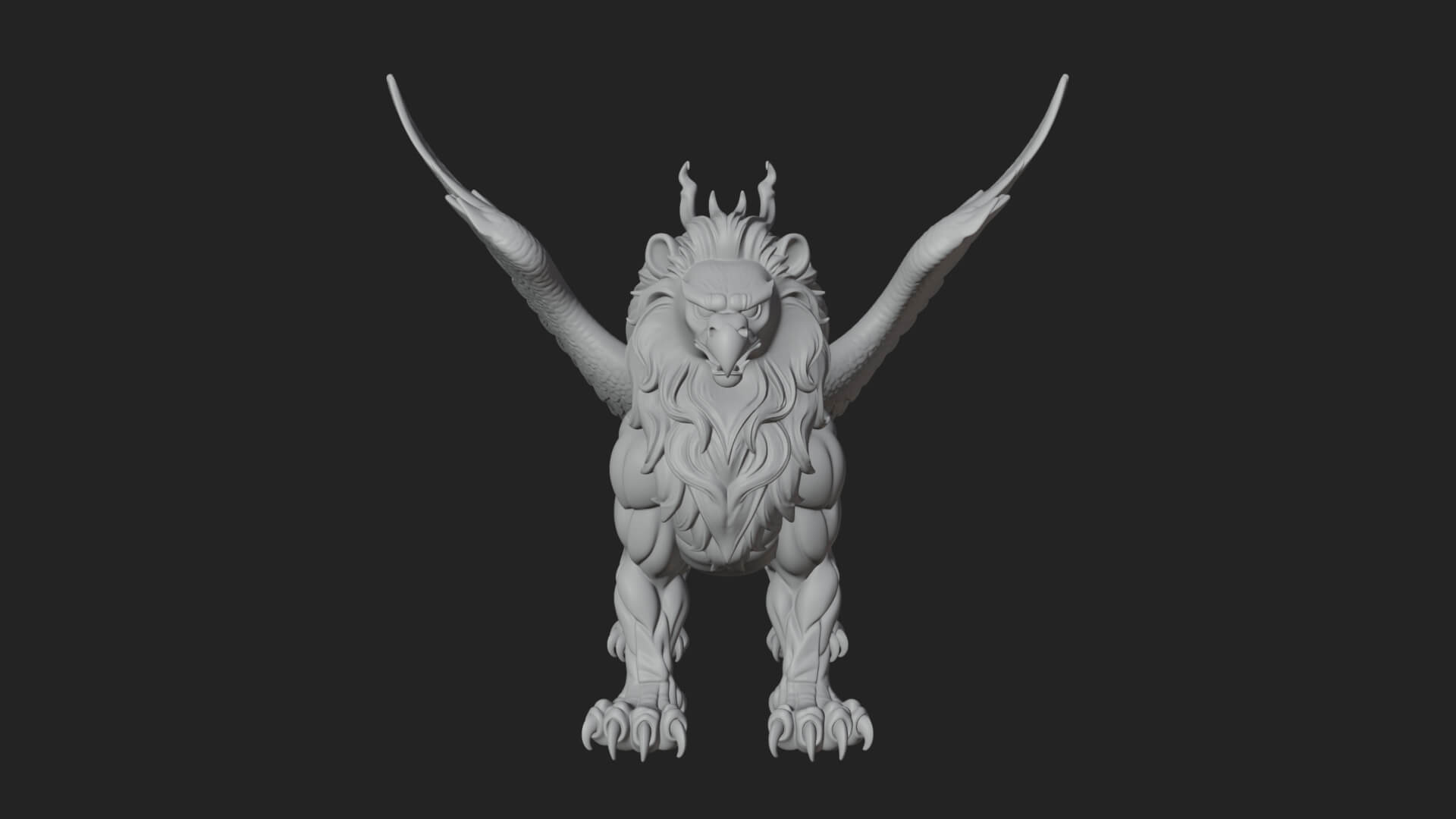 Griffin Winged Beast Statue Design 1 3D Print Model 3D Model