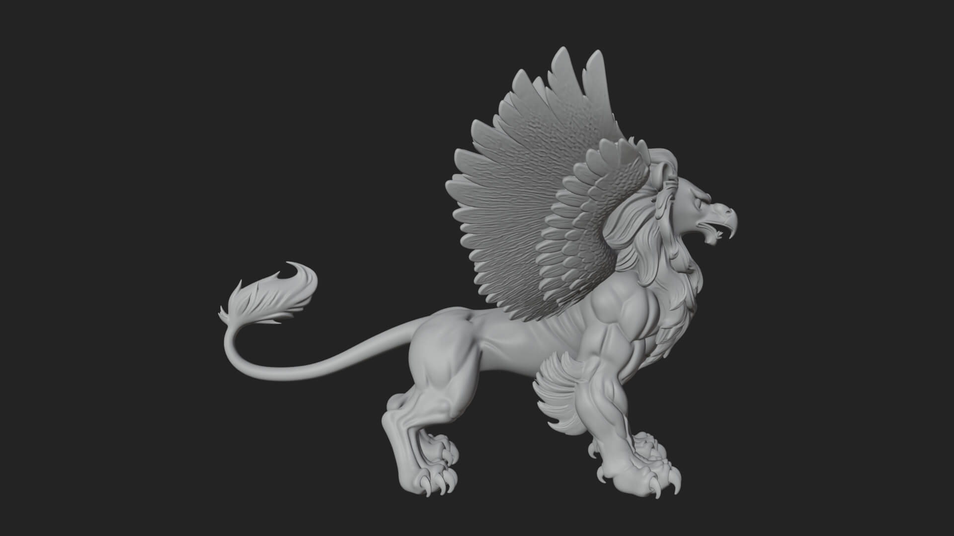 Griffin Winged Beast Statue Design 1 3D Print Model 3D Model