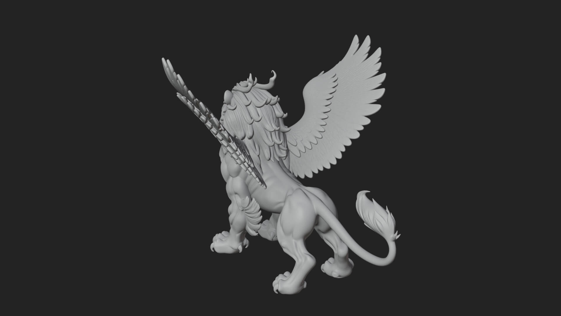 Griffin Winged Beast Statue Design 1 3D Print Model 3D Model