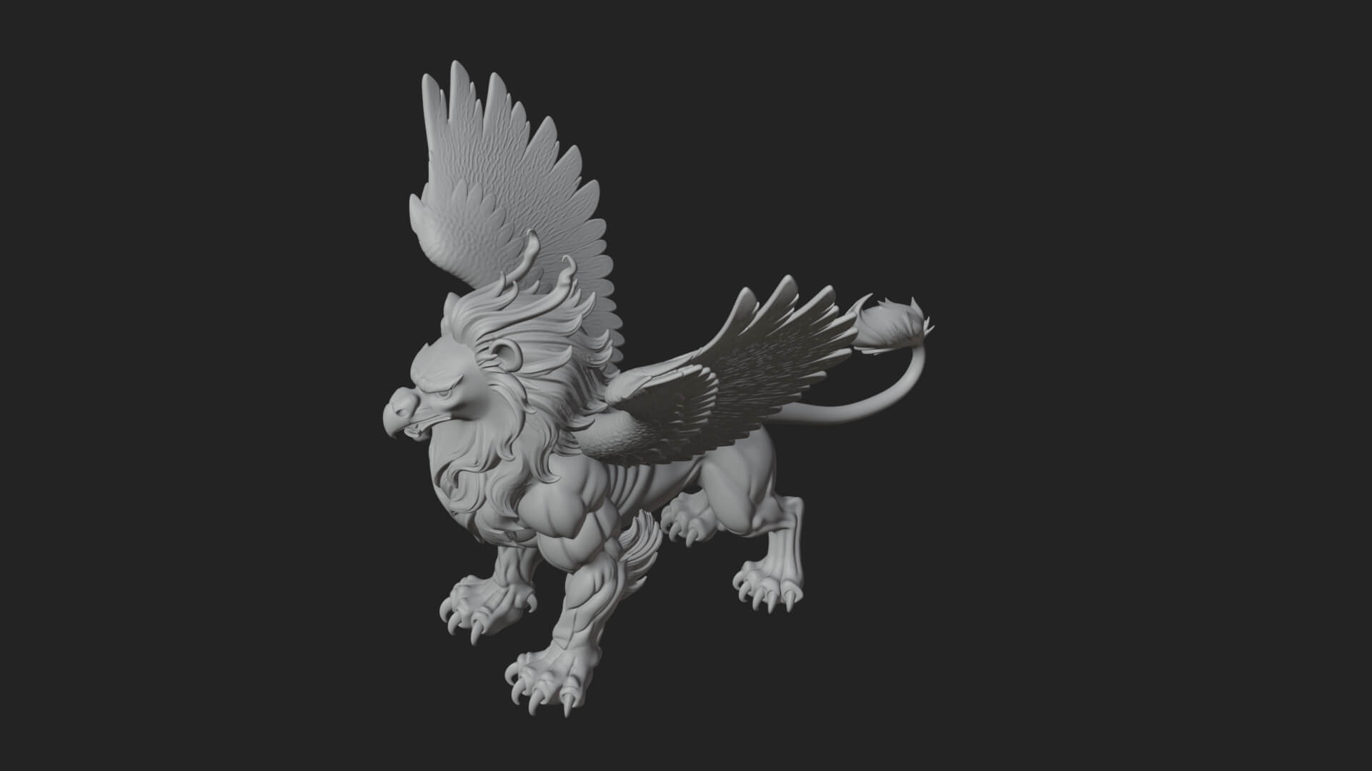Griffin Winged Beast Statue Design 1 3D Print Model 3D Model