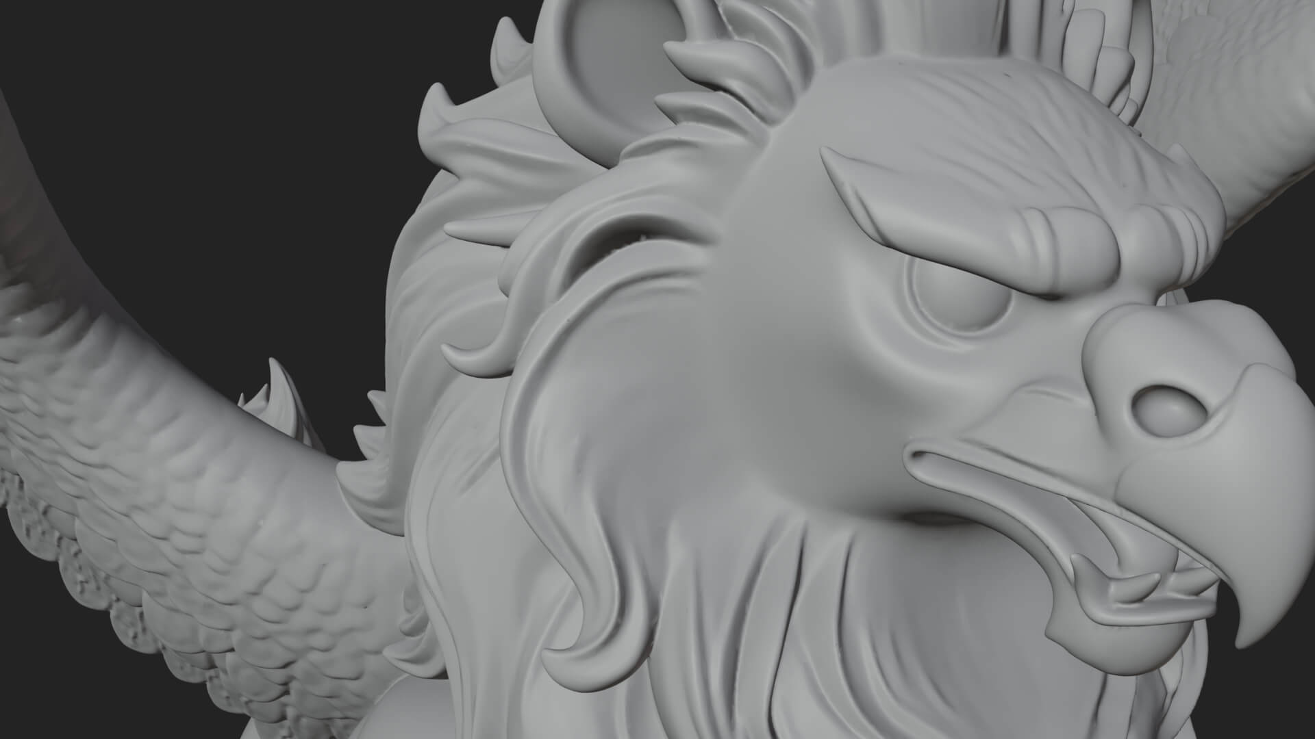 Griffin Winged Beast Statue Design 1 3D Print Model 3D Model