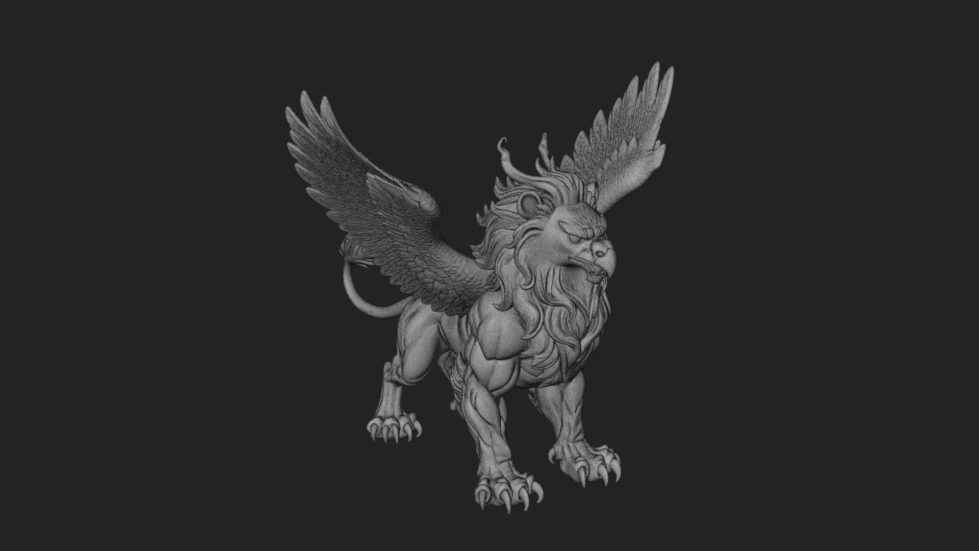Griffin Winged Beast Statue Design 1 3D Print Model 3D Model