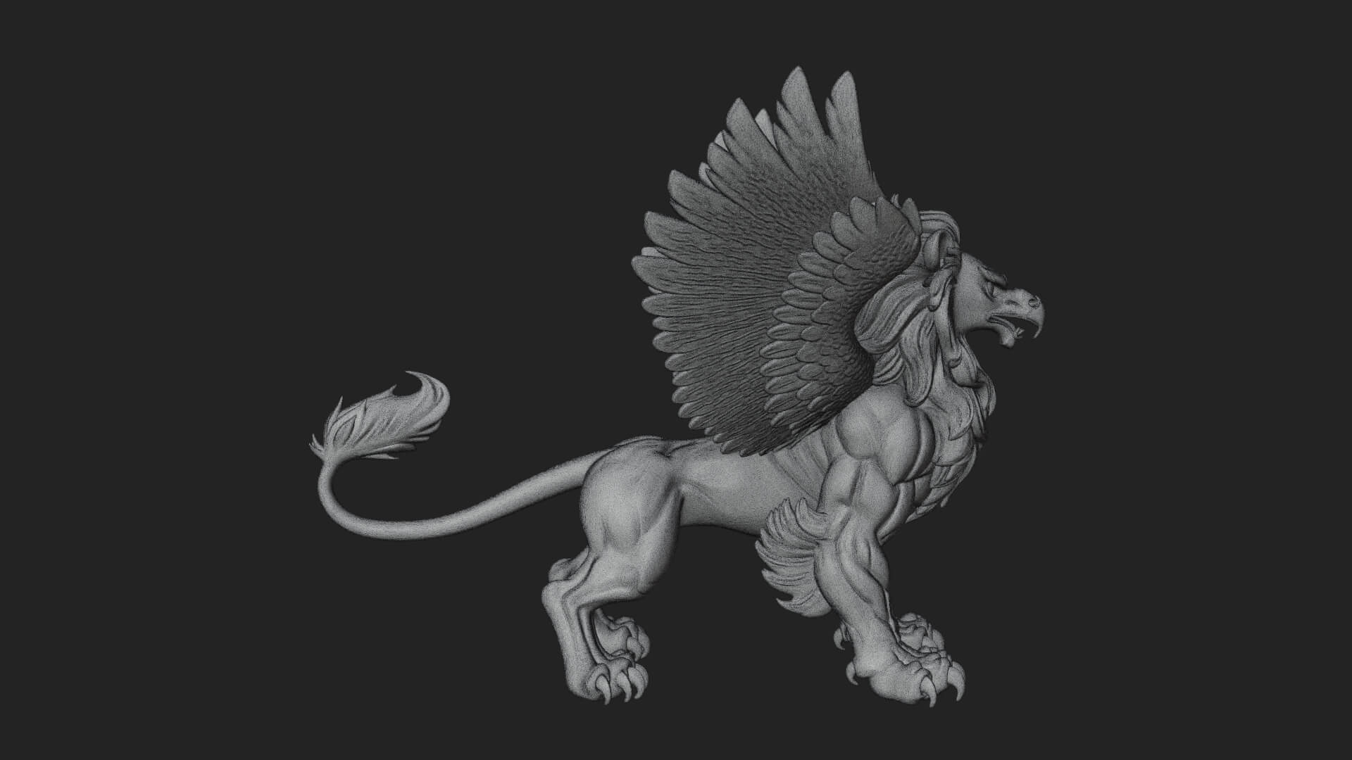 Griffin Winged Beast Statue Design 1 3D Print Model 3D Model