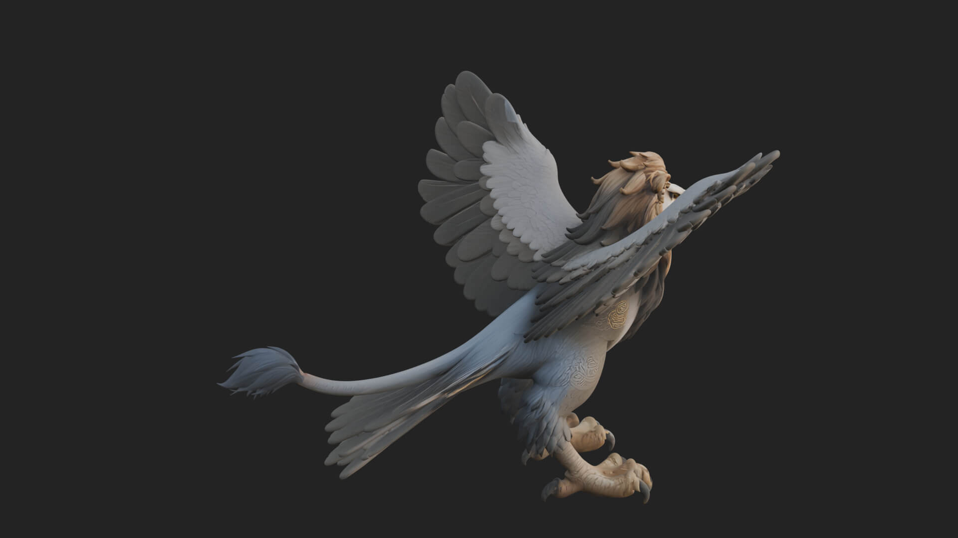 Griffin Winged Beast Statue Design 10 3D Print Model 3D Model