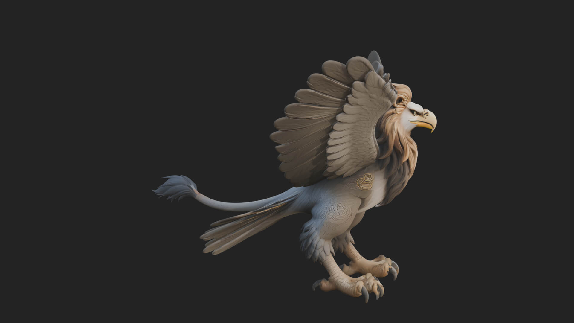 Griffin Winged Beast Statue Design 10 3D Print Model 3D Model