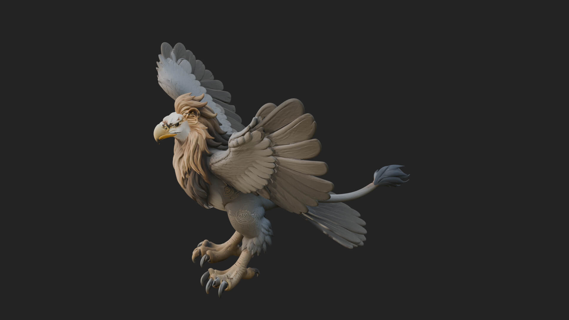 Griffin Winged Beast Statue Design 10 3D Print Model 3D Model