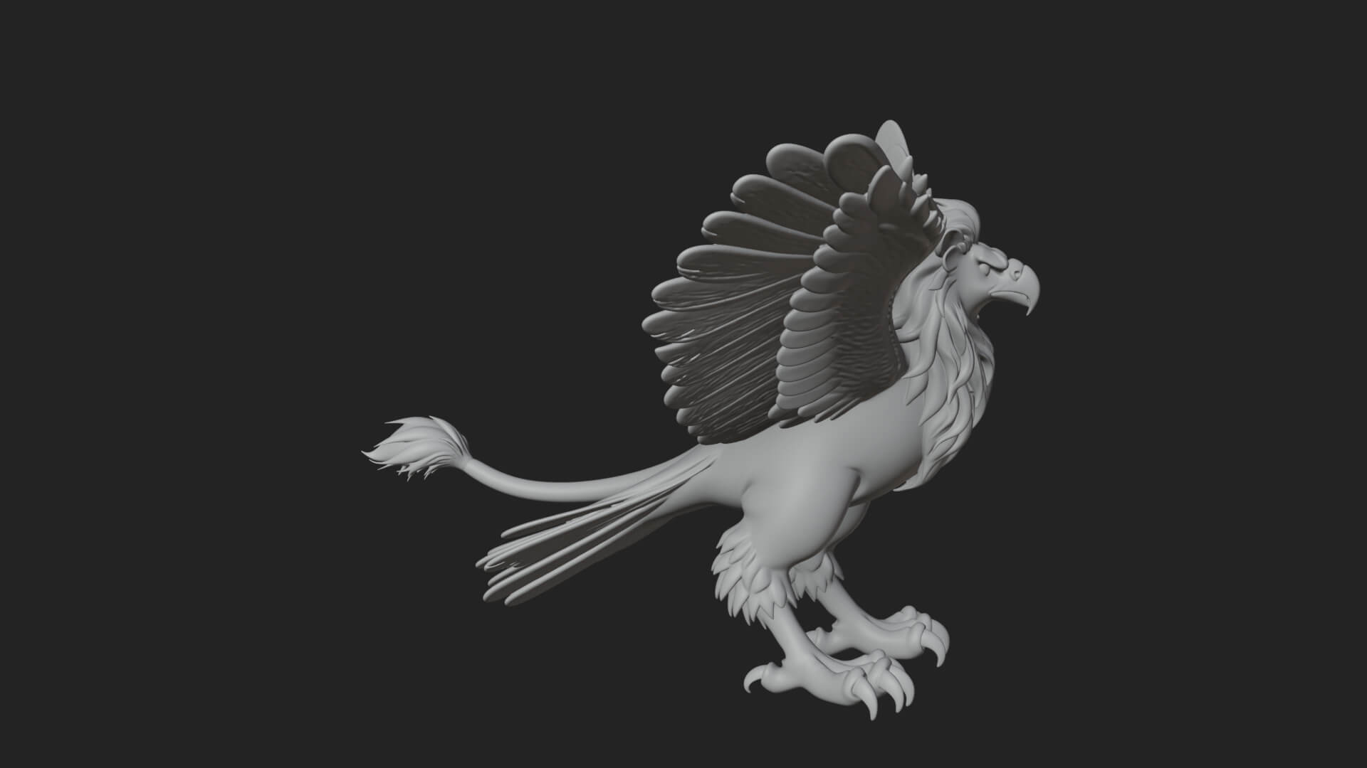 Griffin Winged Beast Statue Design 10 3D Print Model 3D Model
