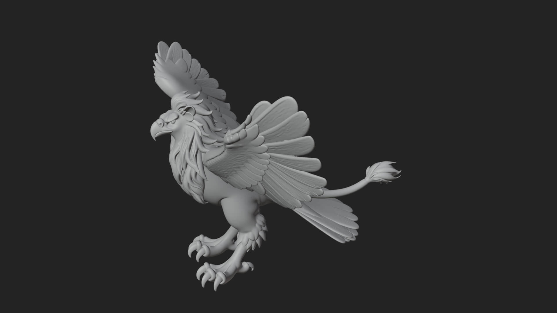 Griffin Winged Beast Statue Design 10 3D Print Model 3D Model