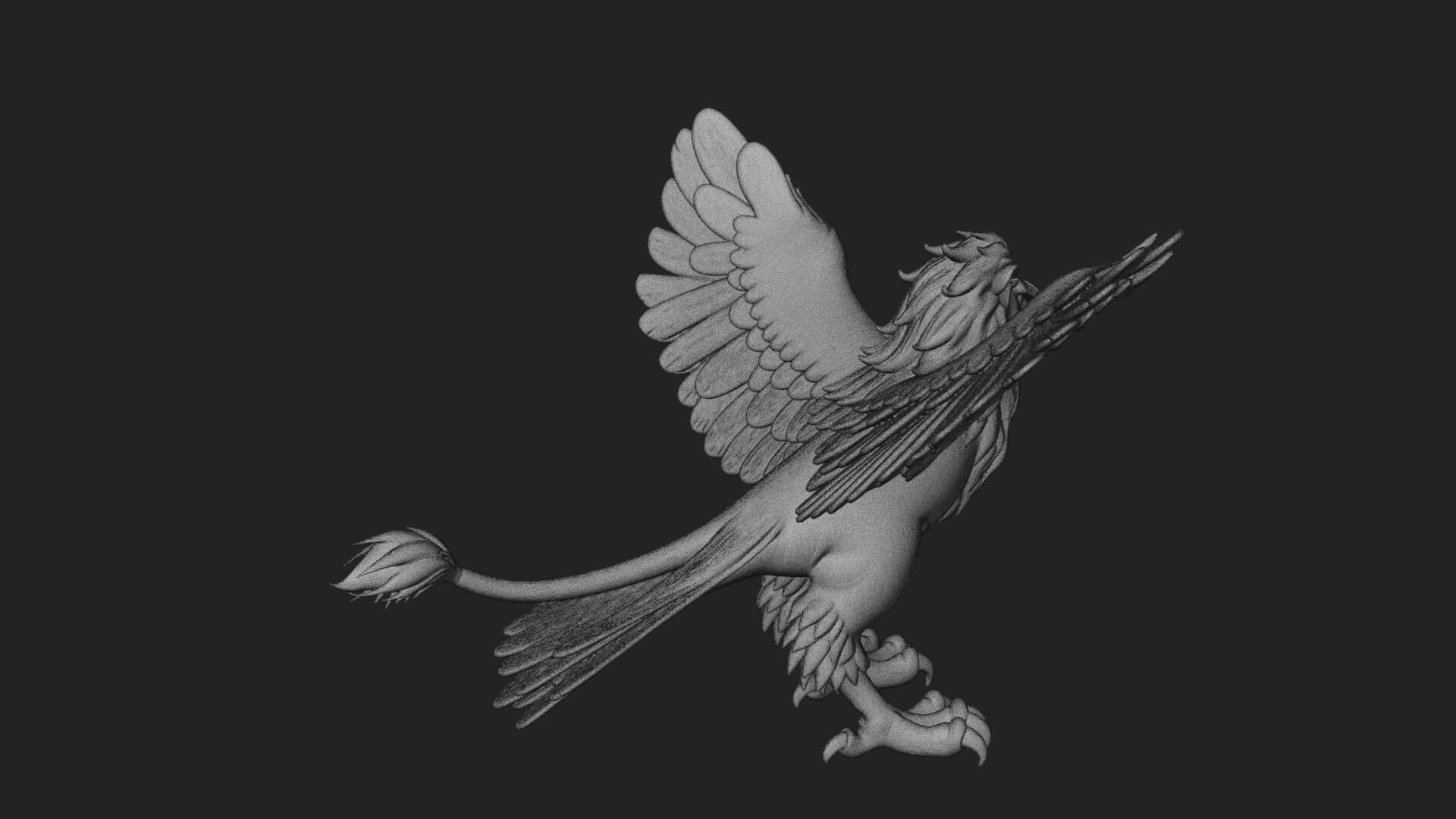 Griffin Winged Beast Statue Design 10 3D Print Model 3D Model