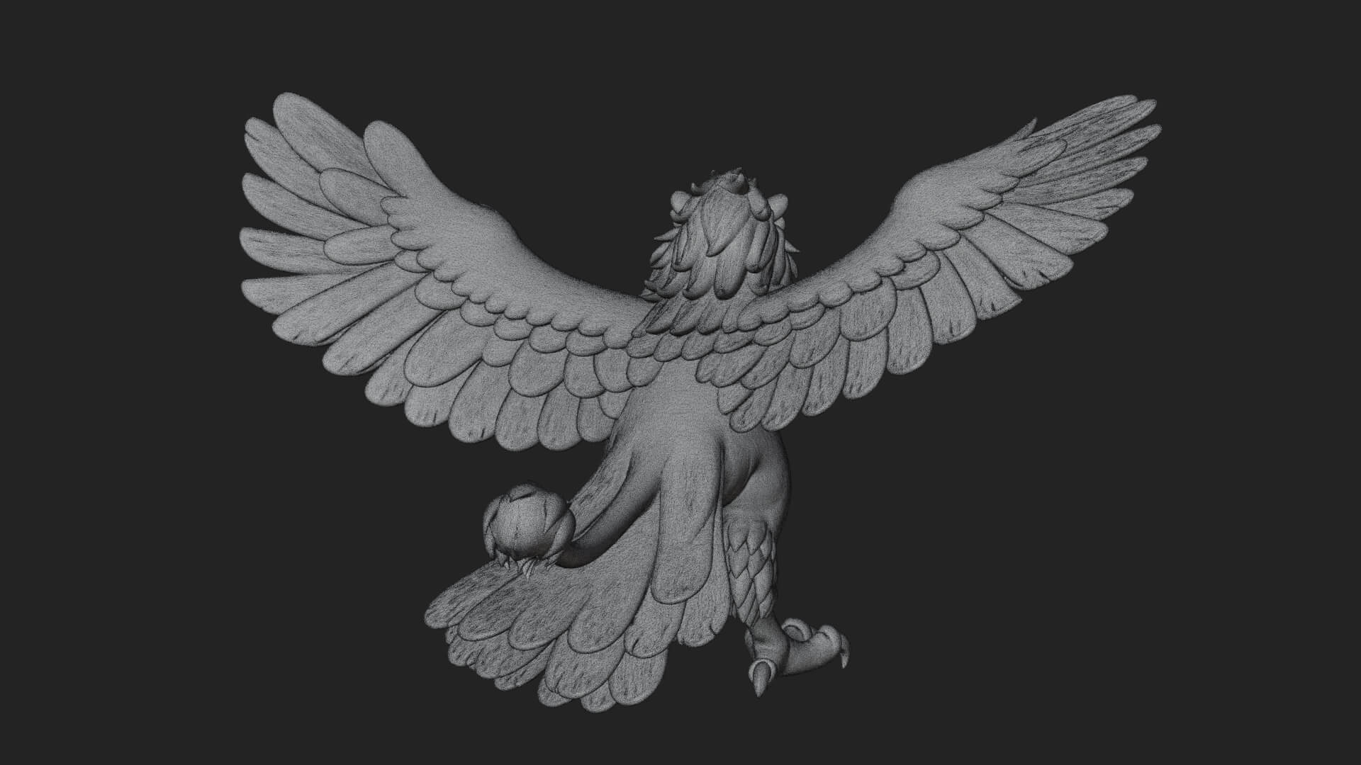 Griffin Winged Beast Statue Design 10 3D Print Model 3D Model