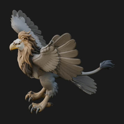 Griffin Winged Beast Statue Design 10 3D Print Model