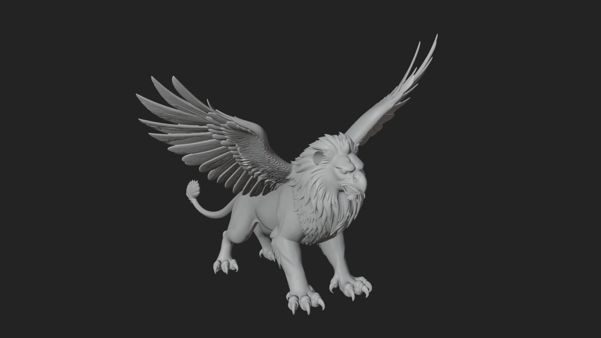 Griffin Winged Beast Statue Design 11 3D Print Model 3D Model