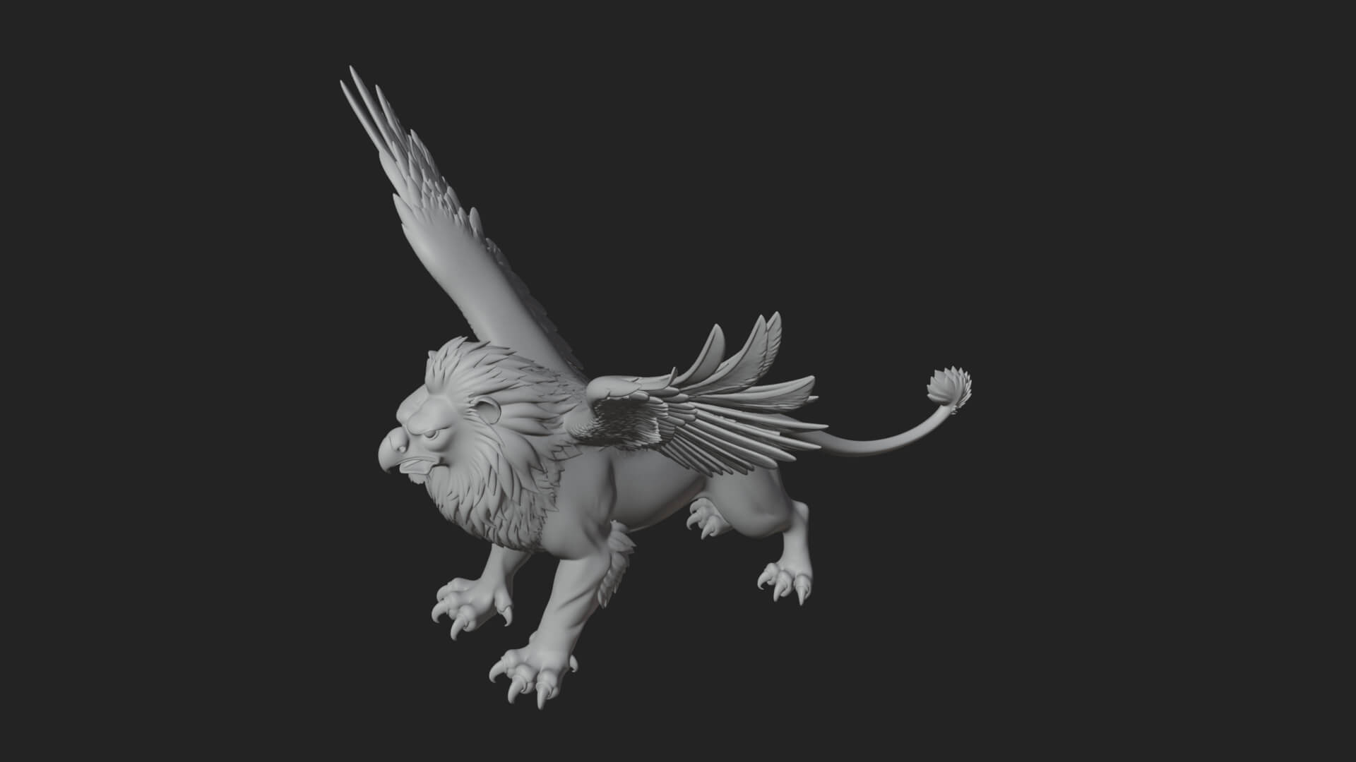 Griffin Winged Beast Statue Design 11 3D Print Model 3D Model