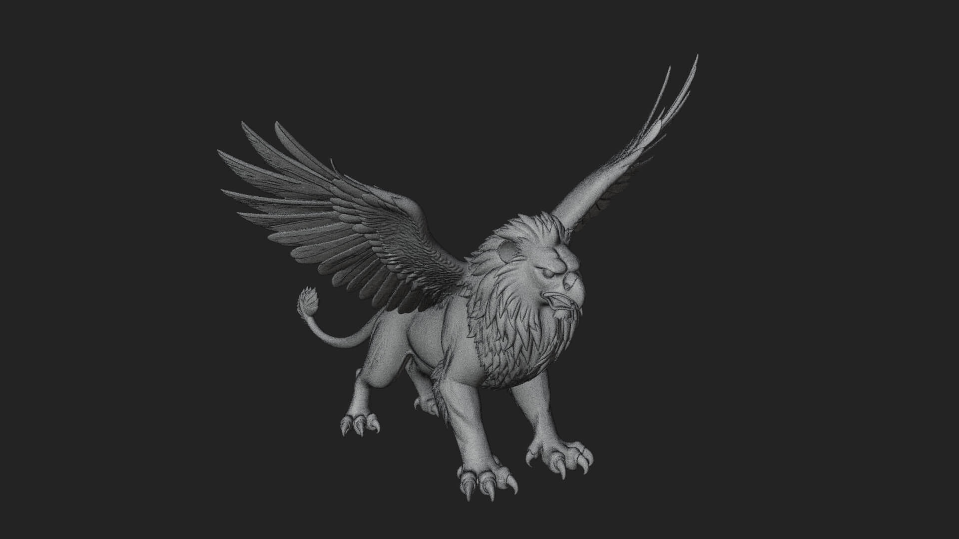 Griffin Winged Beast Statue Design 11 3D Print Model 3D Model