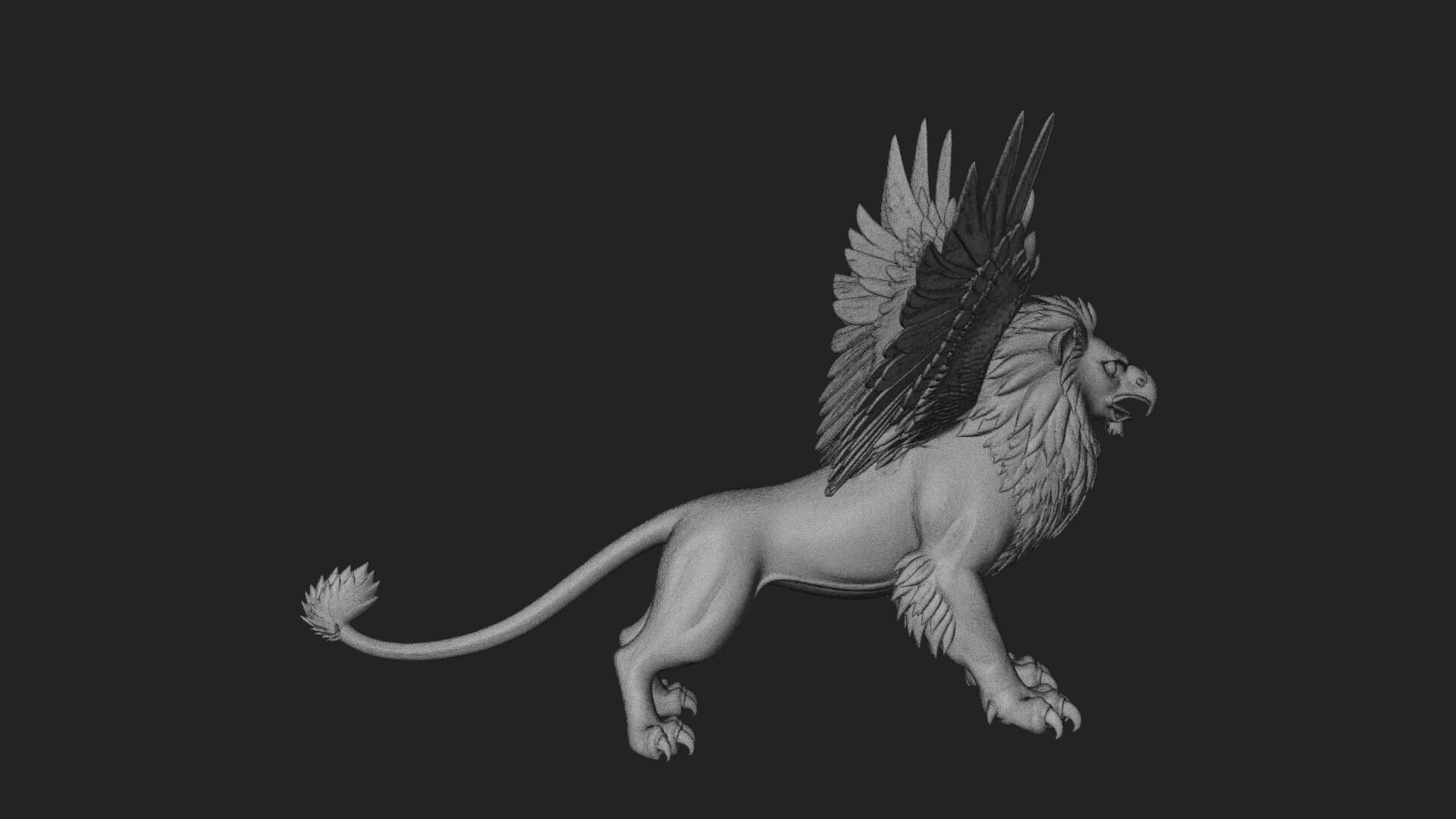Griffin Winged Beast Statue Design 11 3D Print Model 3D Model