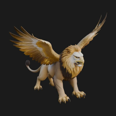 Griffin Winged Beast Statue Design 11 3D Print Model