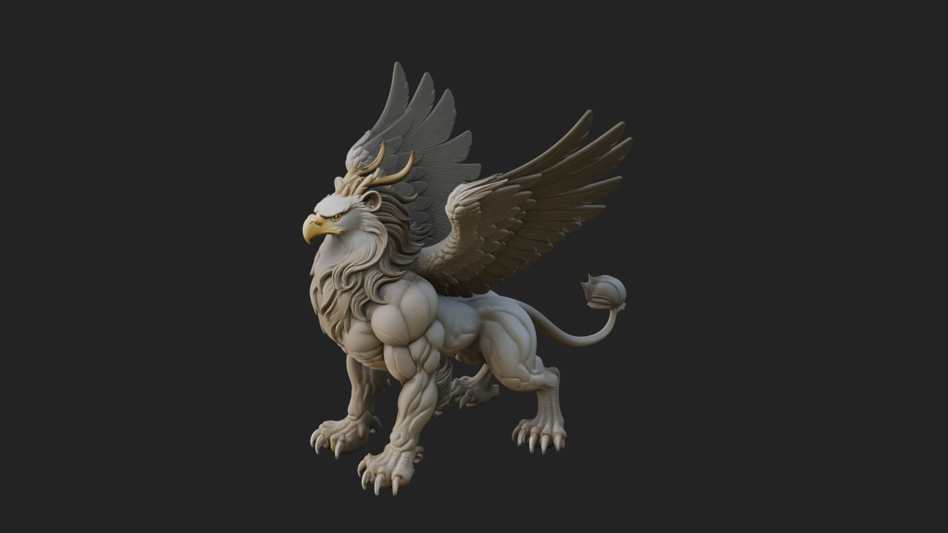 Griffin Winged Beast Statue Design 2 3D Print Model 3D Model