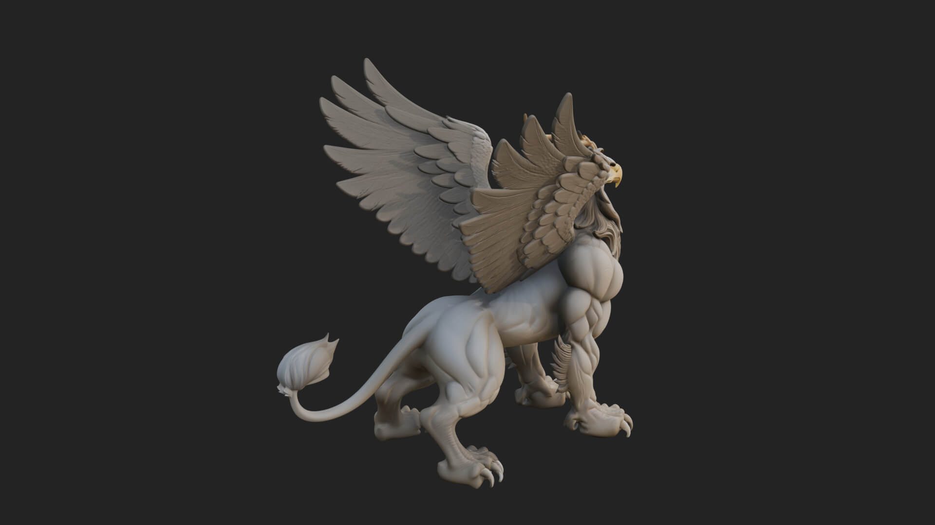 Griffin Winged Beast Statue Design 2 3D Print Model 3D Model