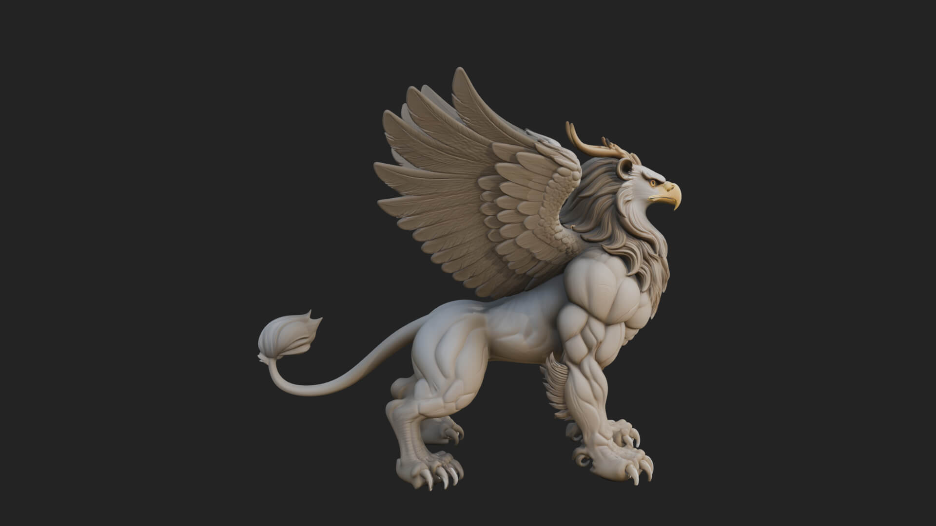 Griffin Winged Beast Statue Design 2 3D Print Model 3D Model