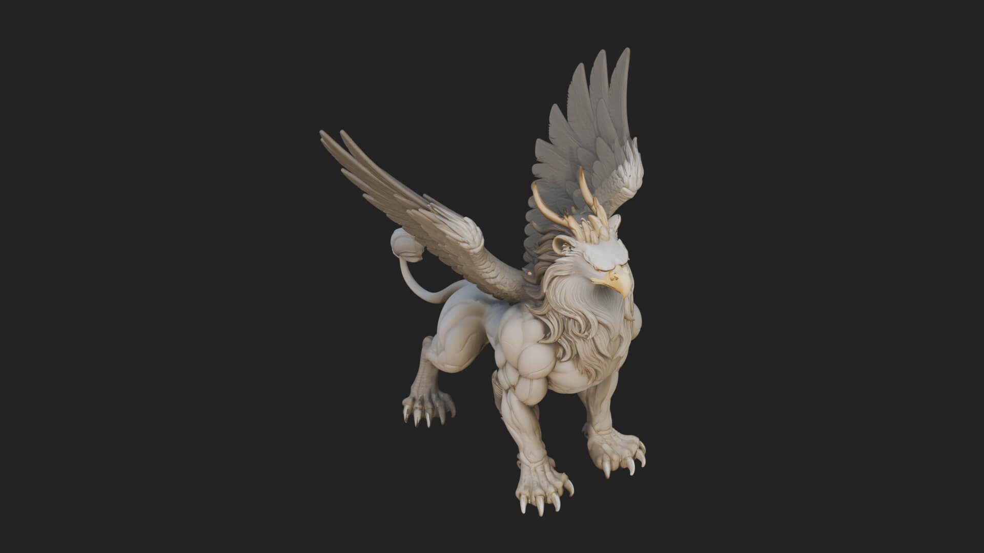Griffin Winged Beast Statue Design 2 3D Print Model 3D Model