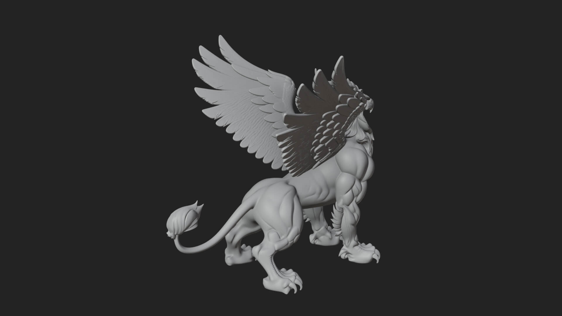 Griffin Winged Beast Statue Design 2 3D Print Model 3D Model