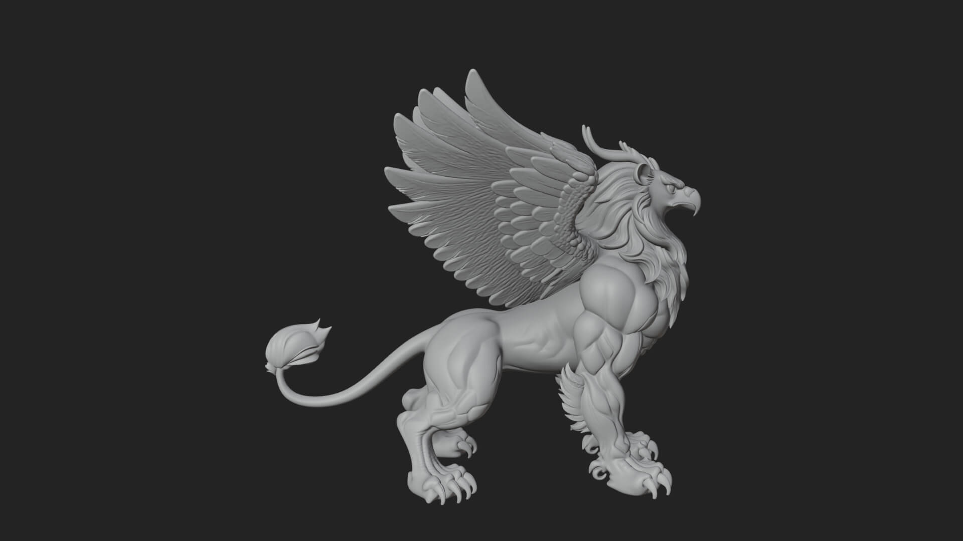 Griffin Winged Beast Statue Design 2 3D Print Model 3D Model